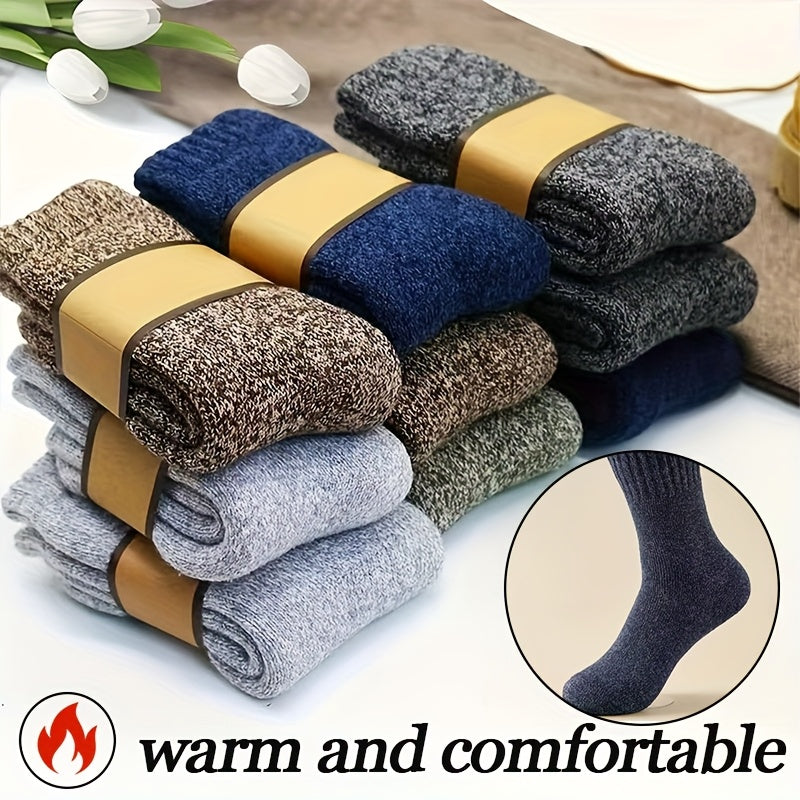 9-Pack Winter Thick Warm Socks – Super Soft Knit Thermal Crew Socks for Men & Women, Retro Solid Color Cozy Cold Weather Socks, Machine Washable (One Size)