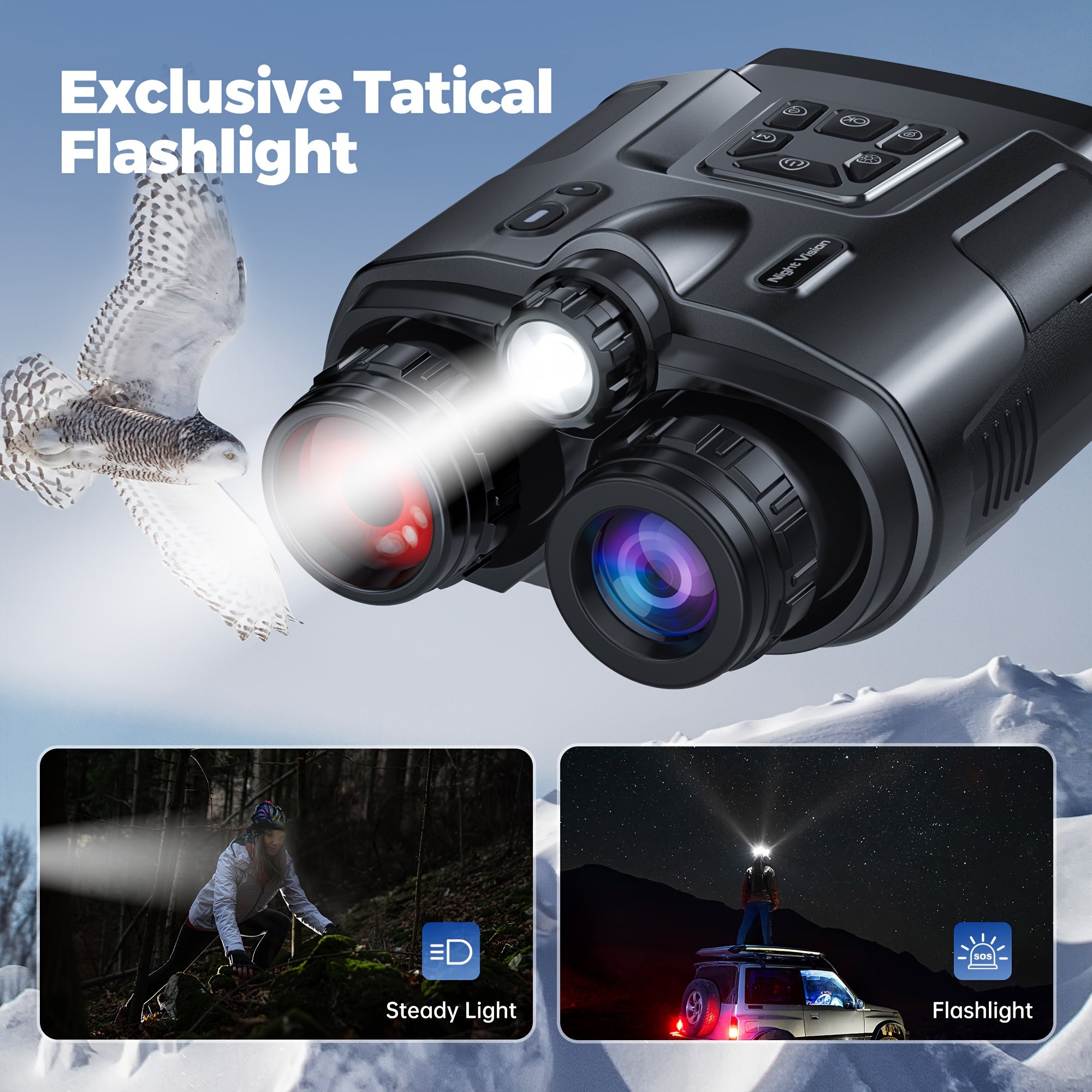 4K Night Vision Goggles for Adults – 64GB Memory Card, 3.2" Screen, 8X Digital Zoom for Hunting, Camping, Security & Outdoor Night Vision Binoculars