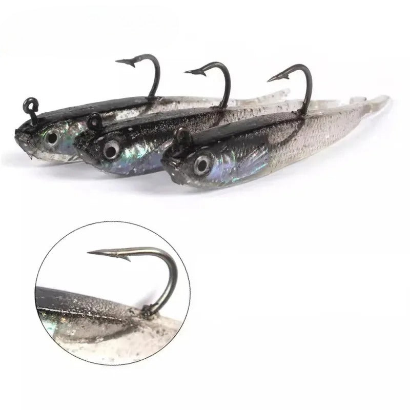 Soft Fishing Lures 30-Pack Pre-Rigged with Hooks – Mixed Bionic Swimbaits for Bass Trout Panfish Perch Crappie Freshwater Saltwater Lifelike Soft Plastic Artificial Bait Kit with Worms Grubs Paddle Tail Creature Baits