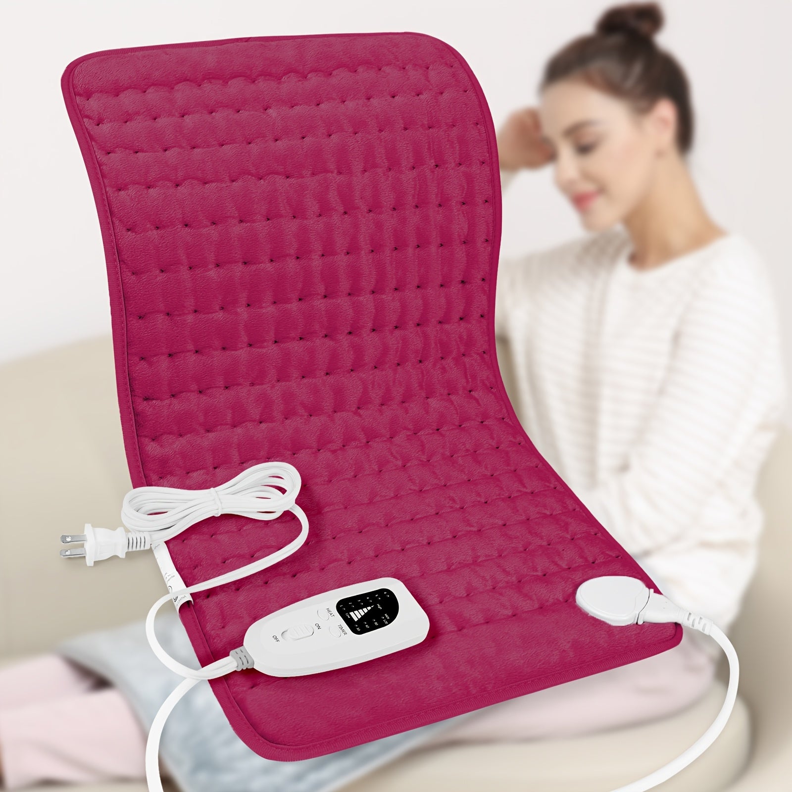 Heating Pad for Back Neck Shoulders 24x12 – Wet & Dry Heat, 6 Levels to 140°F, 4 Timer Settings, Auto Shut-Off, Machine Washable | Soft Flannel Pad for Abdomen, Knee & Leg Pain Relief, Christmas Gift