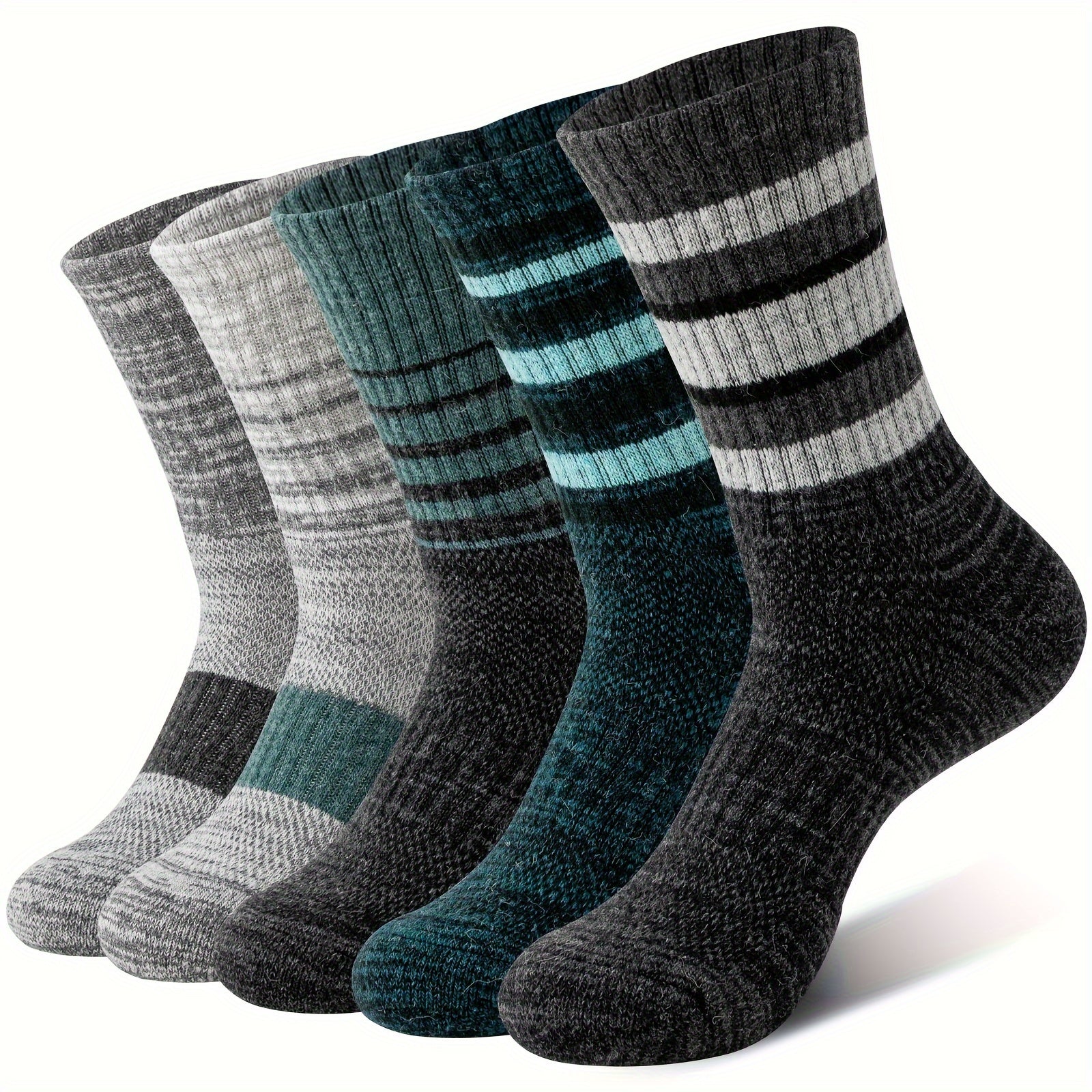 Merino Wool Hiking Socks 5 Pairs Men Women Compression Cushion Breathable Outdoor Trail Running Camping Festival Gift Socks