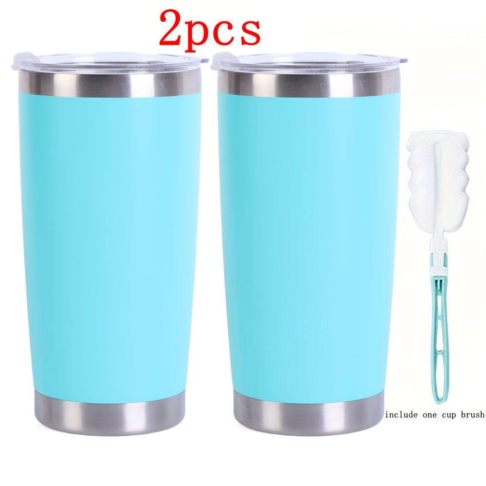2-Pack 20oz Stainless Steel Insulated Tumbler – Double Wall Vacuum Sealed Thermal Cup for Hot & Cold Drinks Football Game Day Holiday Gift Pink White Light Blue Black Dark Blue