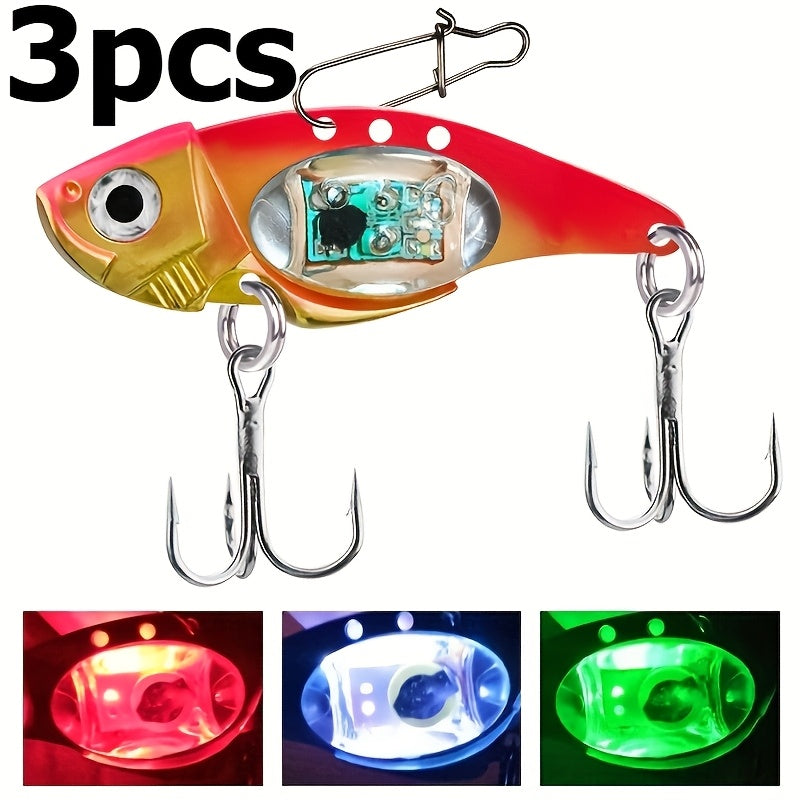 Electronic LED Fishing Lure with Sound & Vibration - Aluminum Alloy Fish-Shaped Bait Attracts Fish from 500M, Outdoor Fishing Gift for Enthusiasts (2/3/4pcs)