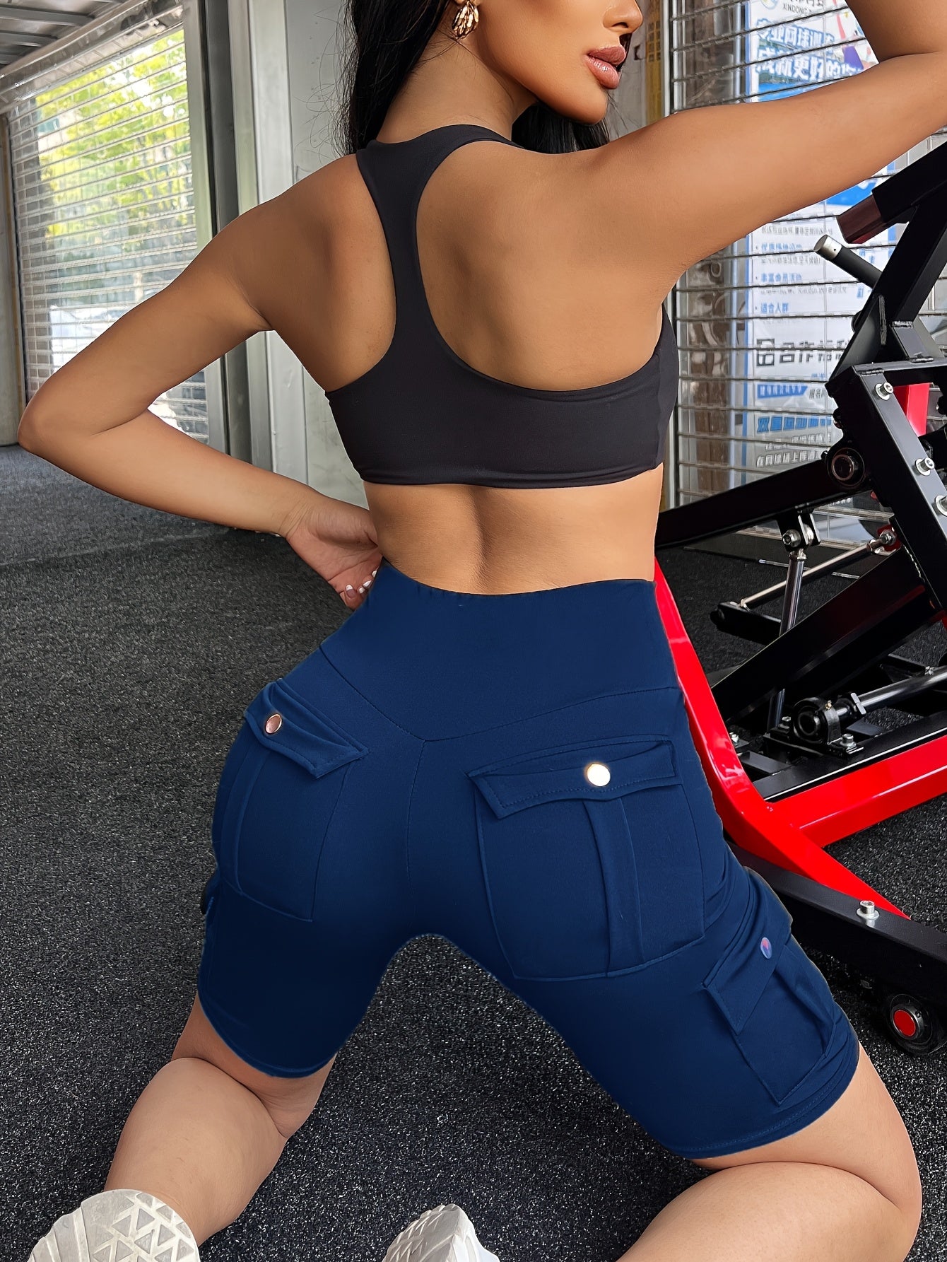 High Waist Yoga Shorts for Women with Pocket Athletic Sports Workout Running Shorts Soft Stretch S-XXL