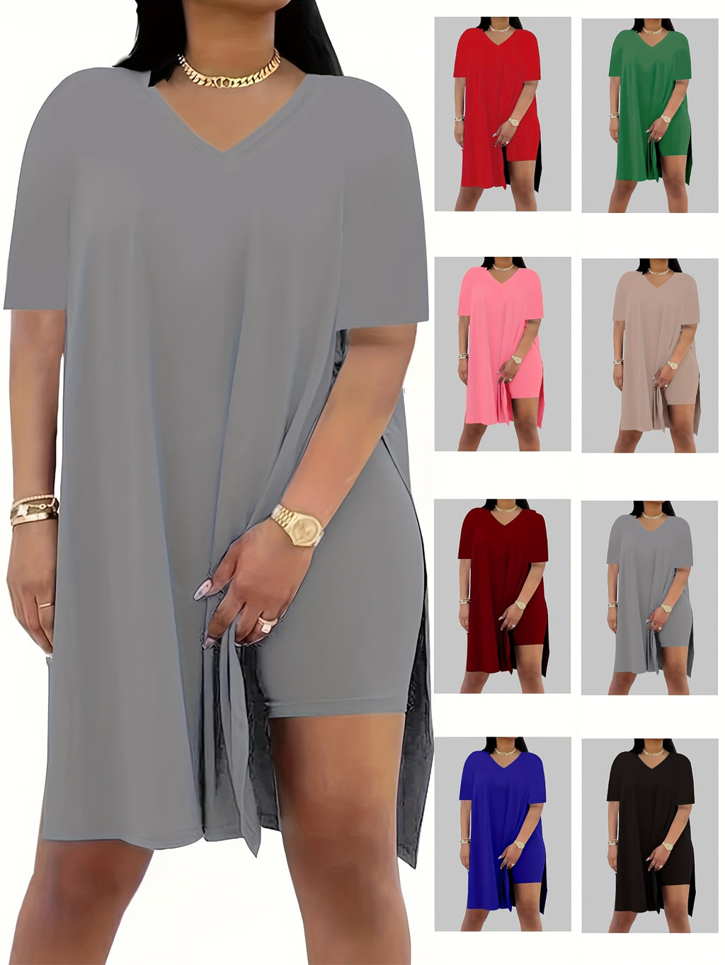 Women's V-Neck Short Sleeve Top & Shorts Set – Stretch Solid Color Activewear for Yoga Gym Jogging Casual Wear Black Brown Burgundy Green Blue Pink S-XXL