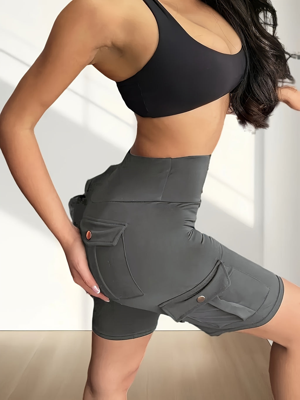 High Waist Yoga Shorts for Women with Pocket Athletic Sports Workout Running Shorts Soft Stretch S-XXL