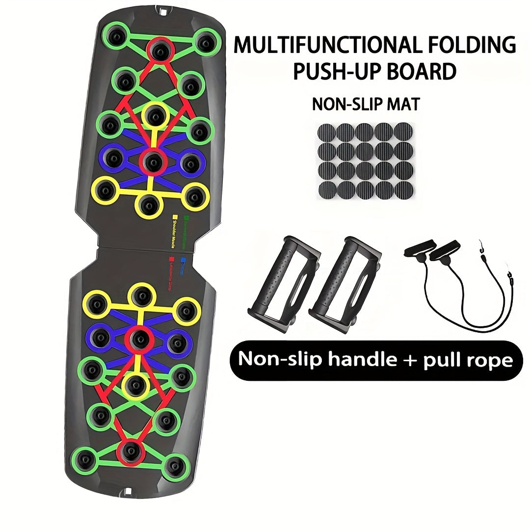 Push Up Board Multifunctional – Color-Coded Home Gym Workout Board for Chest, Triceps, Shoulders & Back Strength Training with Optional Pull Ropes