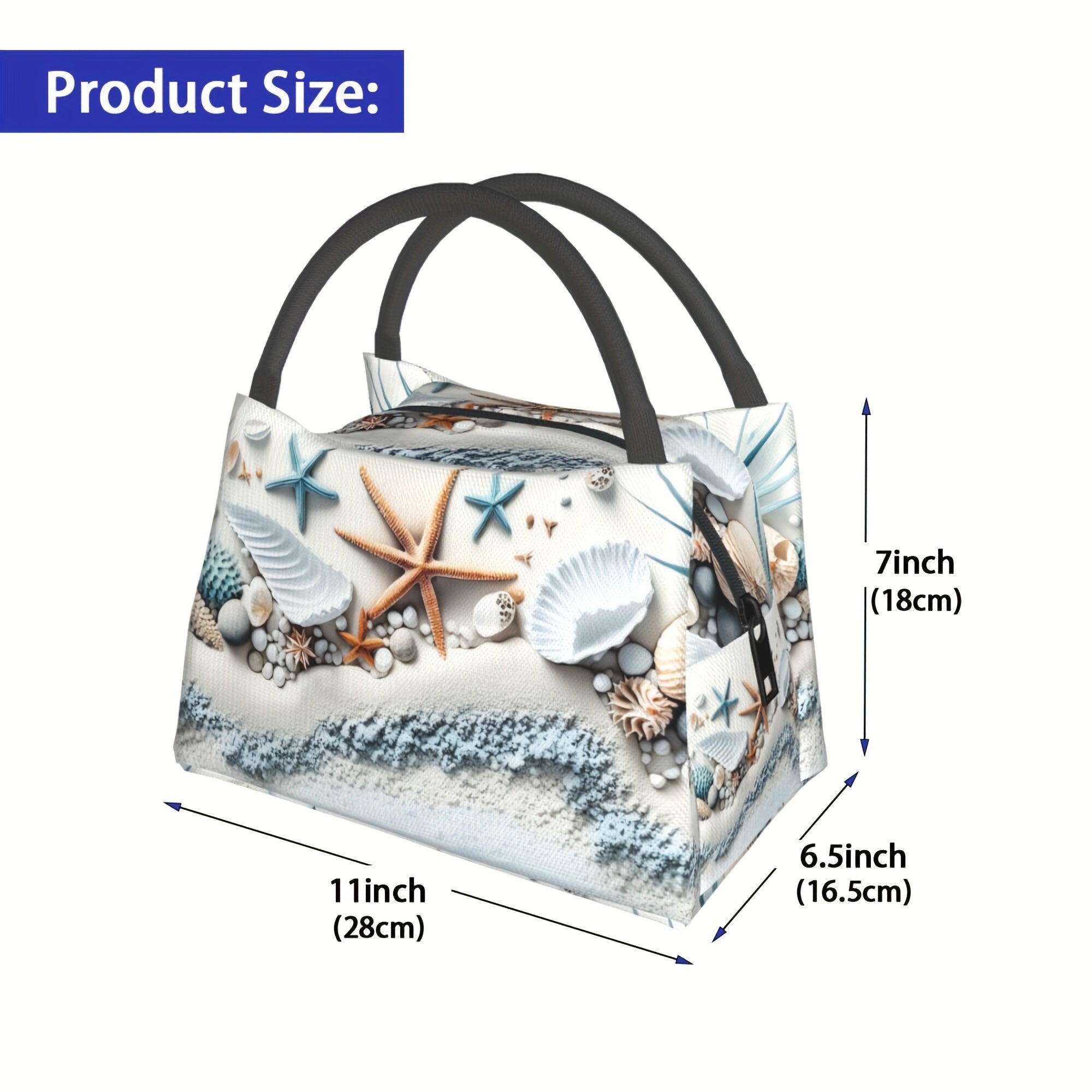 Insulated Cooler Bag Shell Design Lunch Tote – Reusable Polyester Beach Bag for Camping Picnics Outdoor Adventures Food & Drink Cooler 11x6.5x7 Inch