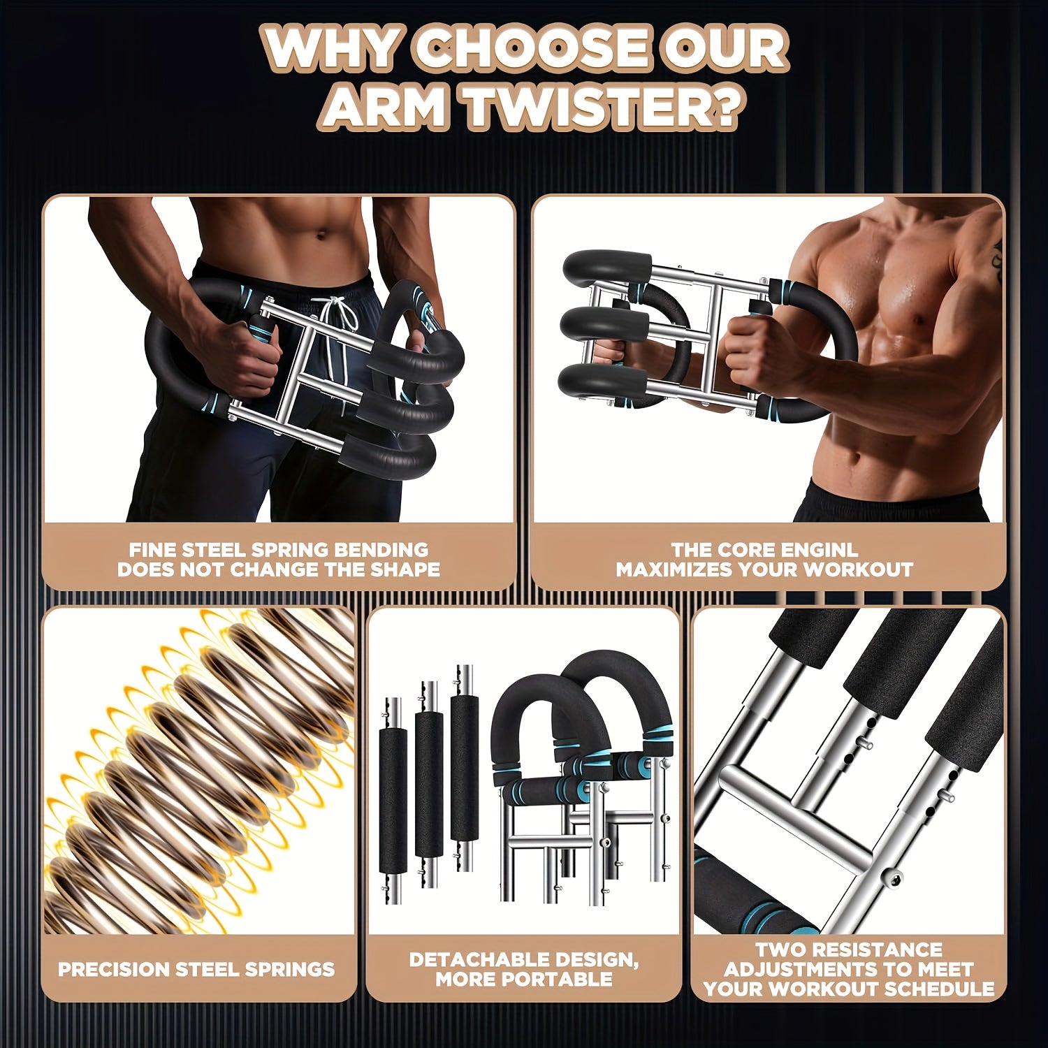 Arm Strength Trainer 3-Bar 3-Level Adjustable – Portable Detachable Forearm Chest Workout Device for Home Gym, Strength Training Muscle Building
