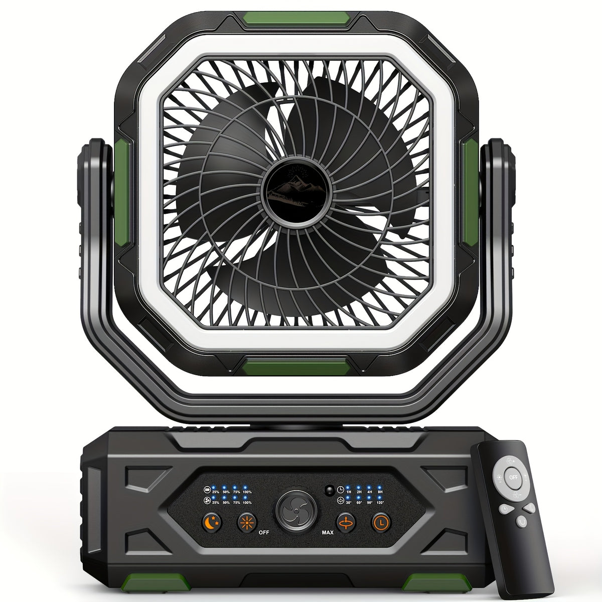 20000mAh Portable Camping Fan with Remote & Oscillation – 4-Speed Rechargeable Battery Fan with LED Lantern for Tent, Car, RV, Travel & Emergency Power Outage, 138-Hour Runtime