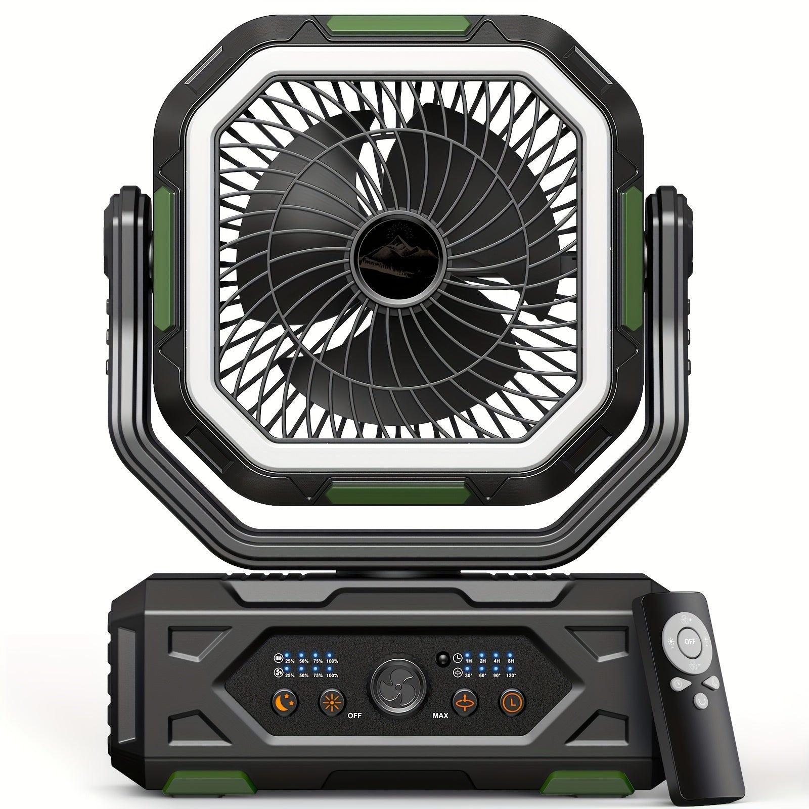 20000mAh Portable Camping Fan with Remote & Oscillation – 4-Speed Rechargeable Battery Fan with LED Lantern for Tent, Car, RV, Travel & Emergency Power Outage, 138-Hour Runtime