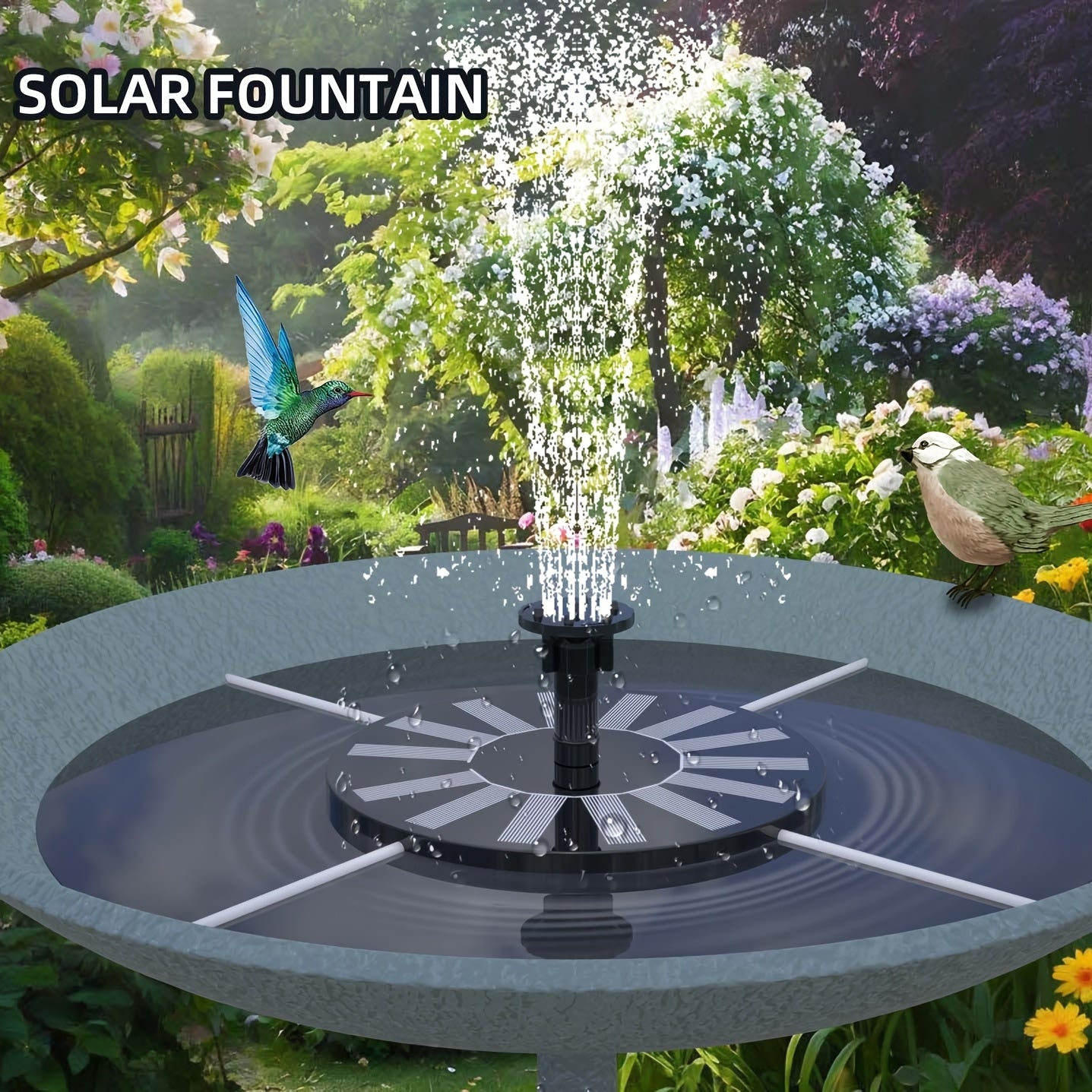 Solar Powered Fountain for Garden Pond & Bird Bath – Outdoor Water Feature with Durable Plastic Design for Pool, Courtyard, Rockery & Terrace Decor