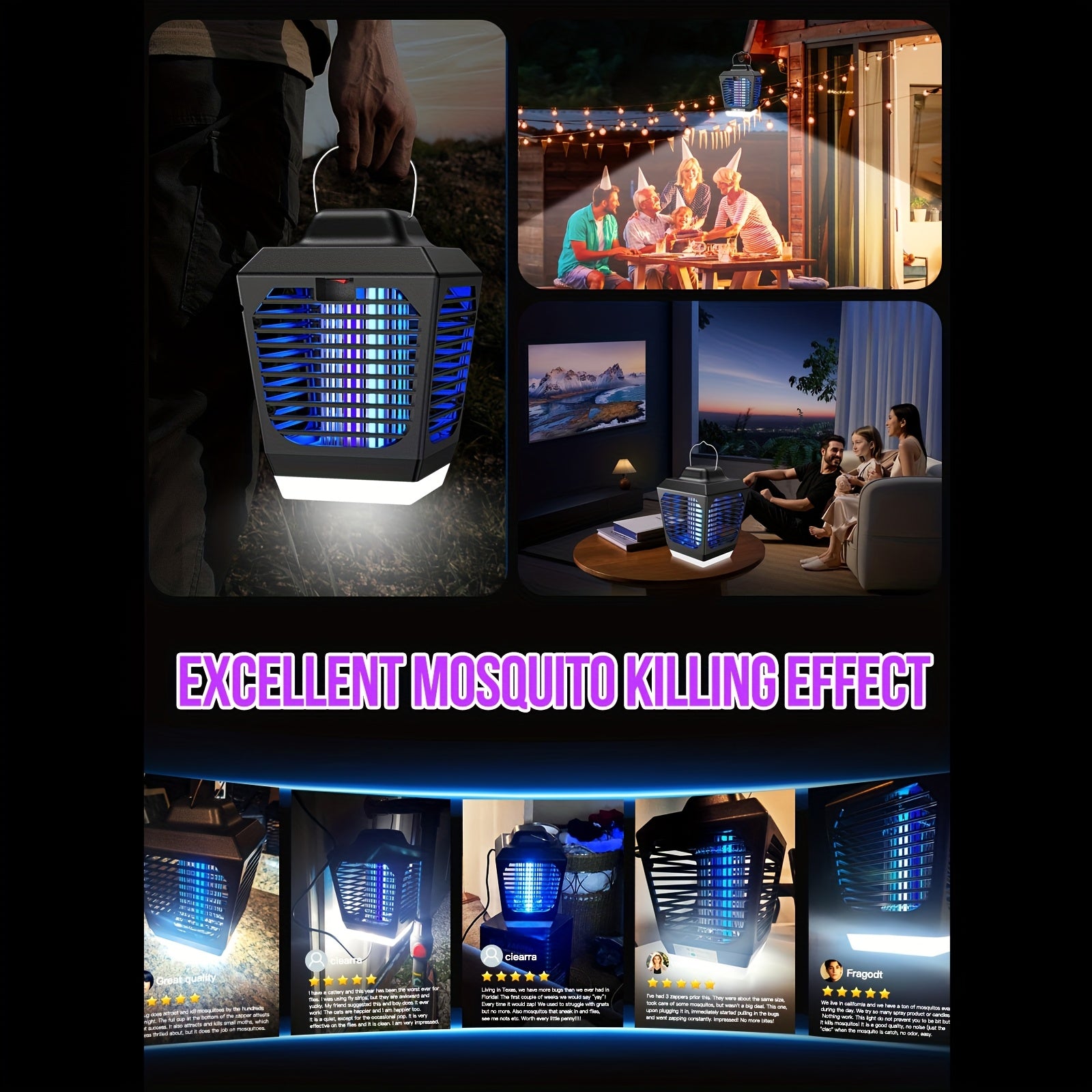 Bug Zapper Electric Mosquito Zapper Fly Killer Metal Mesh Indoor Insect Trap Lamp for Home Kitchen Bedroom Family Gift