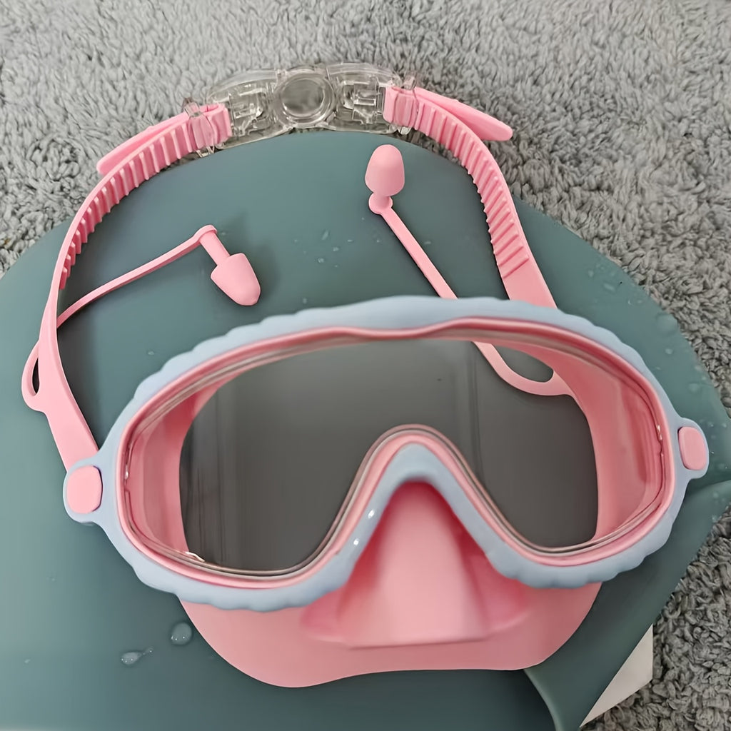 Oversized Anti-Fog Swim Goggles HD Clarity Wide View Silicone Cushion Adjustable Strap for Outdoor Swimming Beach Pool Lake Ocean Adults Men Women Pink Blue