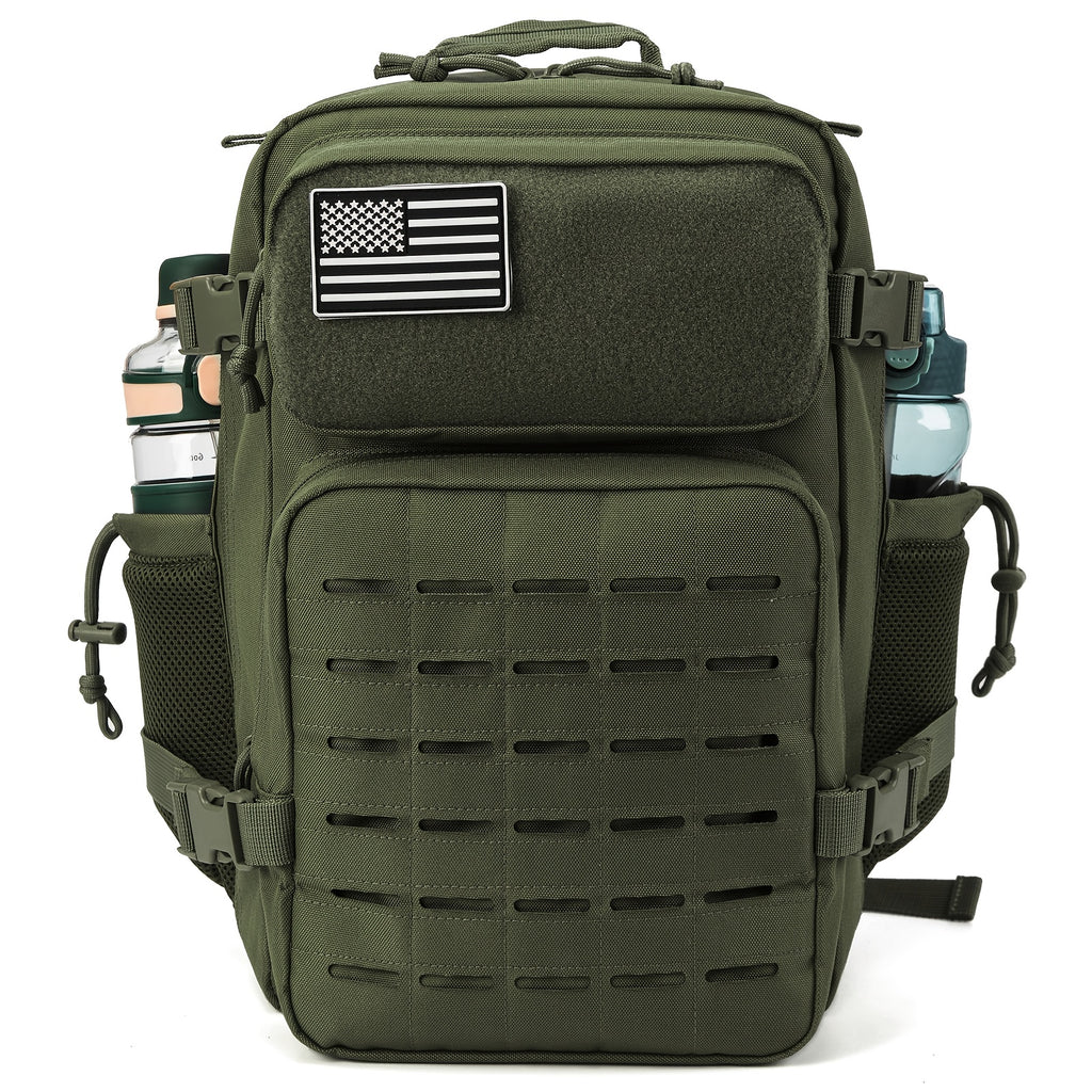 Tactical MOLLE Backpack 6.6 Gal – 180° Flat Open Hiking Camping Daypack with Laptop Compartment & Dual Cup Holders, Heavy-Duty Gym Sports Travel Bag | 9 Colors