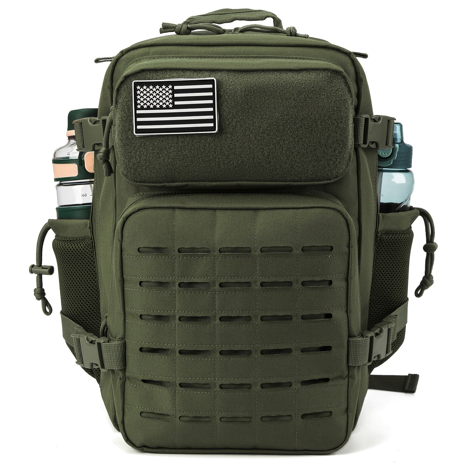 Tactical MOLLE Backpack 6.6 Gal – 180° Flat Open Hiking Camping Daypack with Laptop Compartment & Dual Cup Holders, Heavy-Duty Gym Sports Travel Bag | 9 Colors
