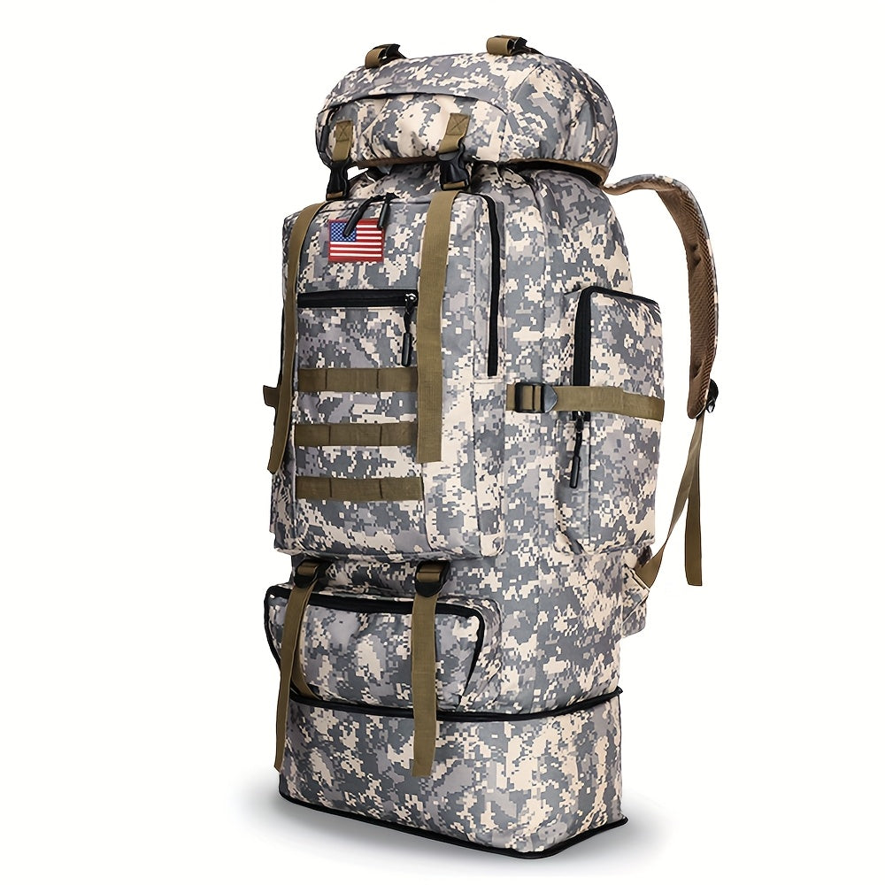 100L Tactical Camouflage Backpack – Large Capacity Hiking Rucksack with Multiple Compartments, Ergonomic Straps for Camping, Trekking, Hunting & Travel