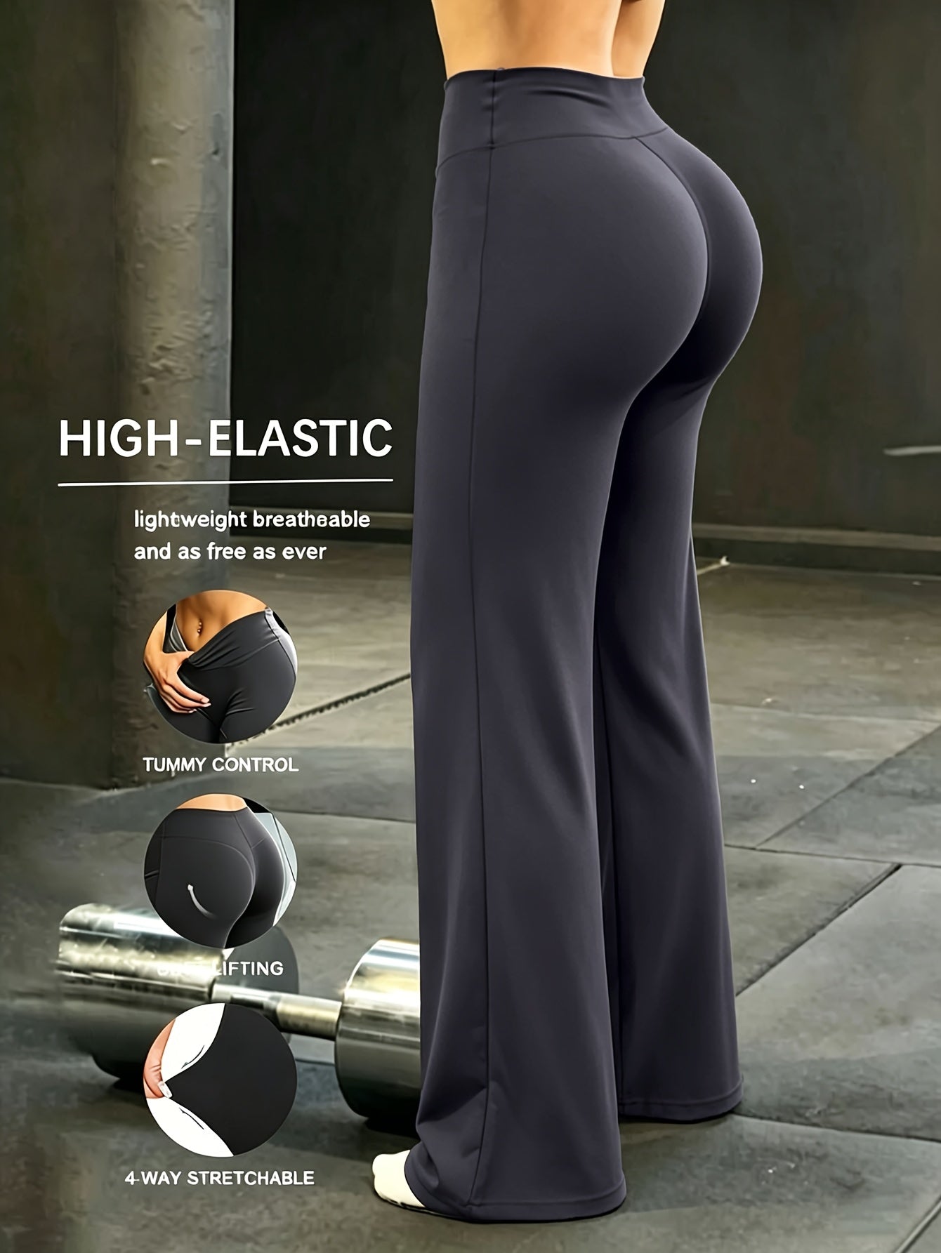 Women's High Waist Wide Leg Pants Quick-Dry Loose Fit Casual Sports Trousers with Elastic Waistband – Lightweight Straight Leg Pants for Women Spring Summer – Brown Grey Black S M L XL