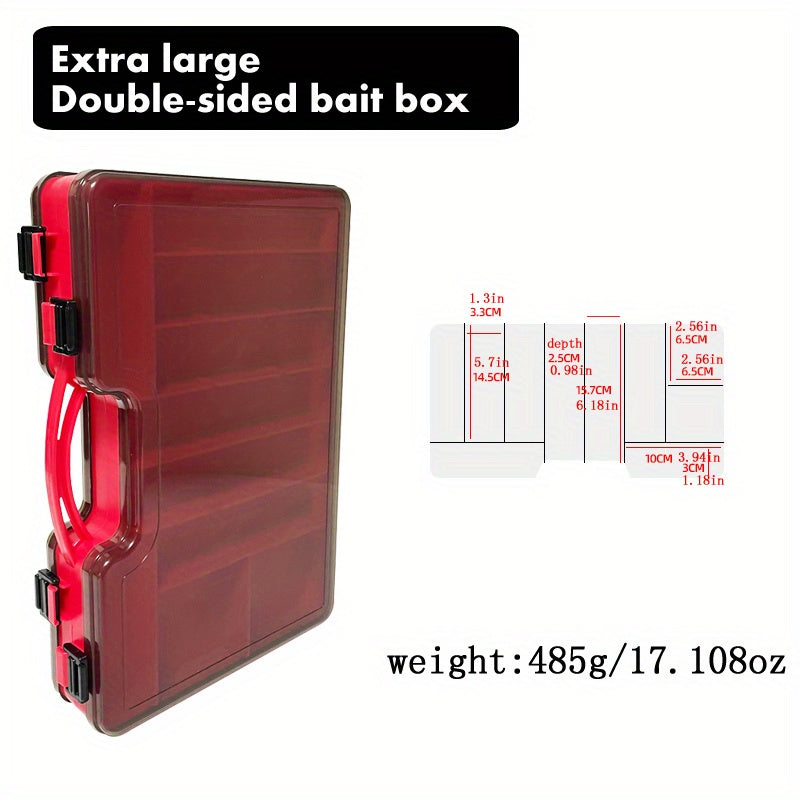 Fishing Tackle Box Two-Sided Storage Portable - Multi-Functional Lure Organizer for Bass Trout Freshwater Saltwater Fishing, Large & Extra Large Sizes, Orange Red Yellow Blue Black White