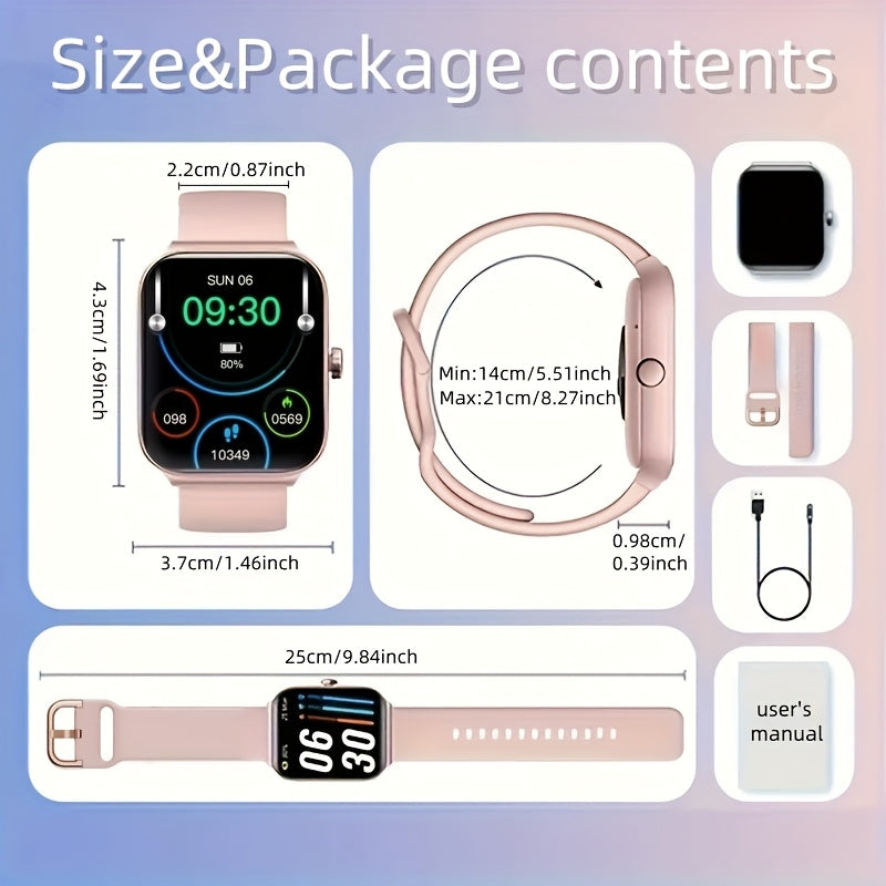 Smart Watch 1.83 Inch Screen Wireless Calling Fitness Tracker Step Counter Heart Rate Monitor Multiple Sports Modes for iPhone Android Men Women