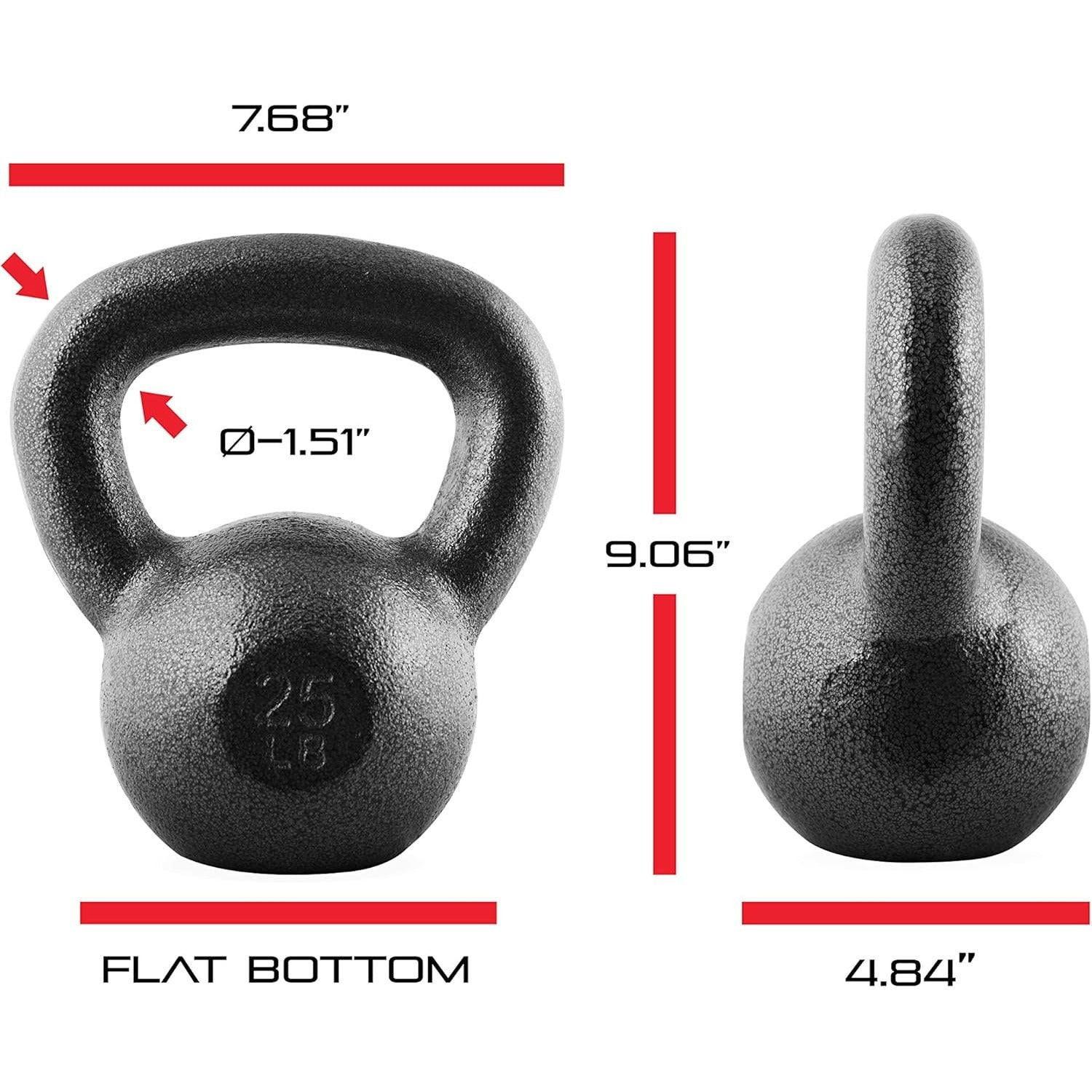 Cast Iron Kettlebell 10 25 35 50 70 LB Hammerstone Painted Flat Bottom Wide Handle – Home Gym Strength Training CrossFit HIIT Full Body Workout Weight