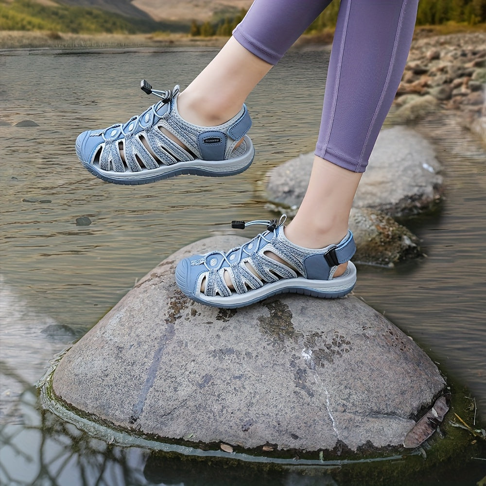 Women's Closed Toe Hiking Sandals – Lightweight Anti-Slip Water Sandals with Adjustable Straps for Outdoor Walking Beach Camping Travel Dark Gray Blue Navy Gray Green US 6-11