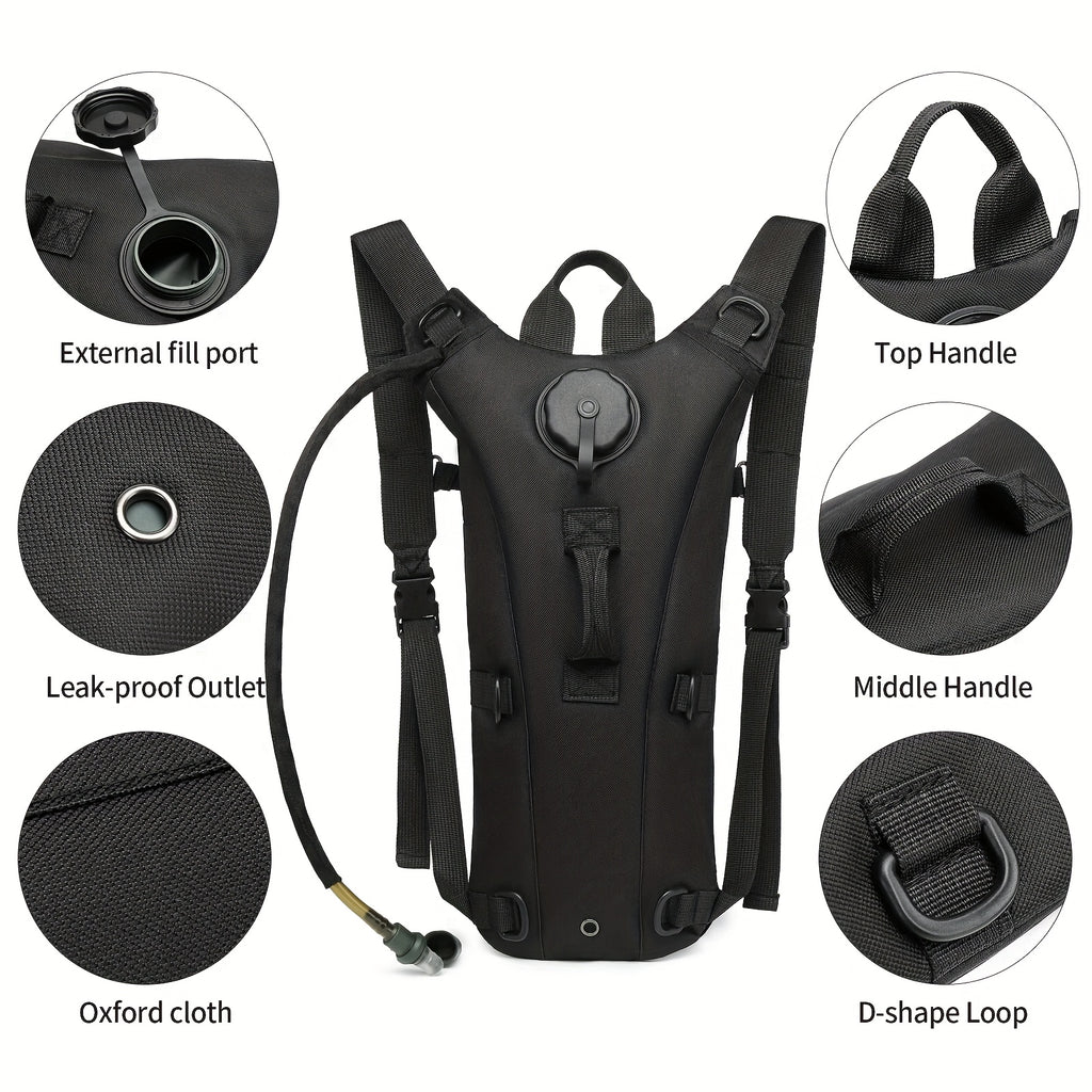 Hydration Backpack with 101oz Water Bladder – Lightweight Tactical Water Bag, Adjustable Straps for Hiking, Biking, Running & Climbing, Black & Green