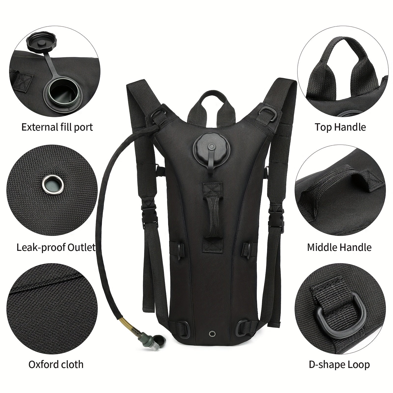 Hydration Backpack with 101oz Water Bladder – Lightweight Tactical Water Bag, Adjustable Straps for Hiking, Biking, Running & Climbing, Black & Green