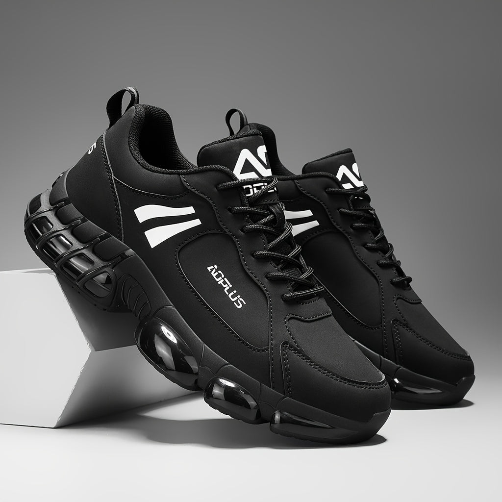 Anti-Slip Road Running Shoes for Men Wear-Resistant Rubber Sole – All-Season Low Top Lace-Up Athletic Sneakers for Gym Outdoor Casual Blue Black White