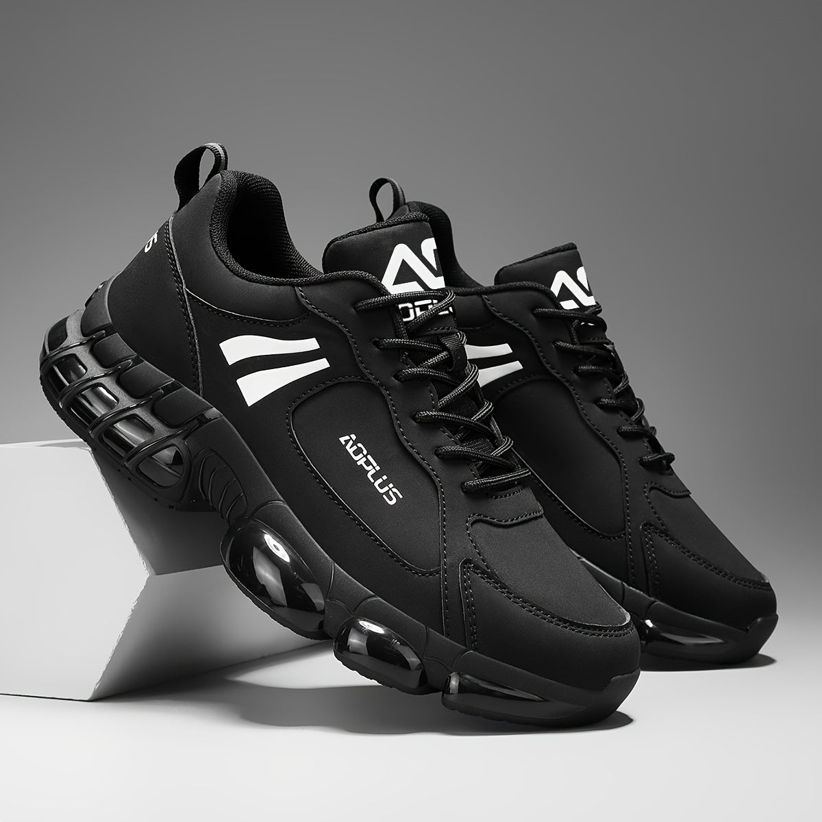 Anti-Slip Road Running Shoes for Men Wear-Resistant Rubber Sole – All-Season Low Top Lace-Up Athletic Sneakers for Gym Outdoor Casual Blue Black White