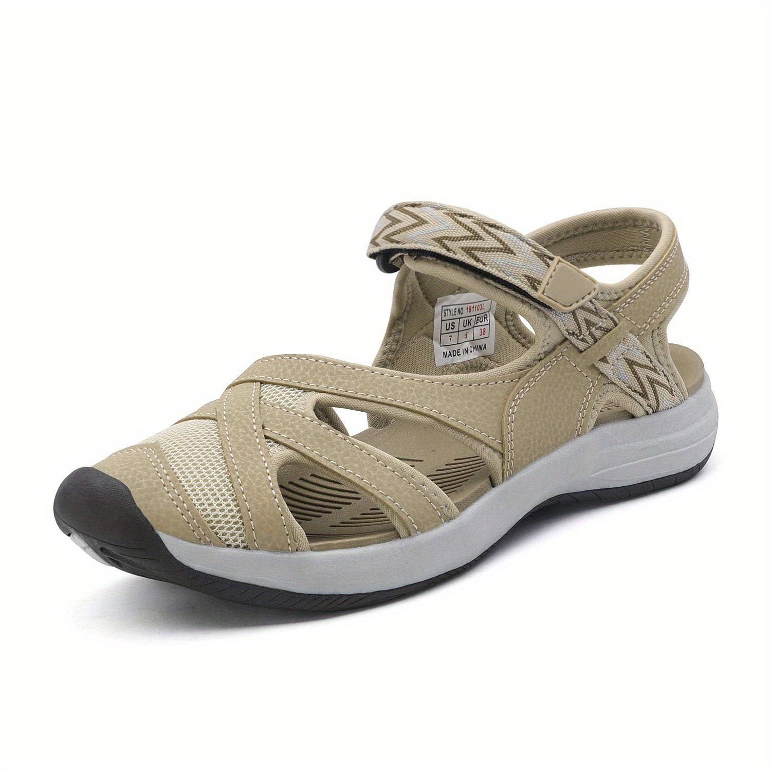 Women's Outdoor Hiking Sandals Summer Sport Athletic Walking Sandals – Breathable Cap Toe TPR Sole Hook-Loop Closure Lightweight Trail Travel Camping Beach Khaki Black Blue Grey US 5-11
