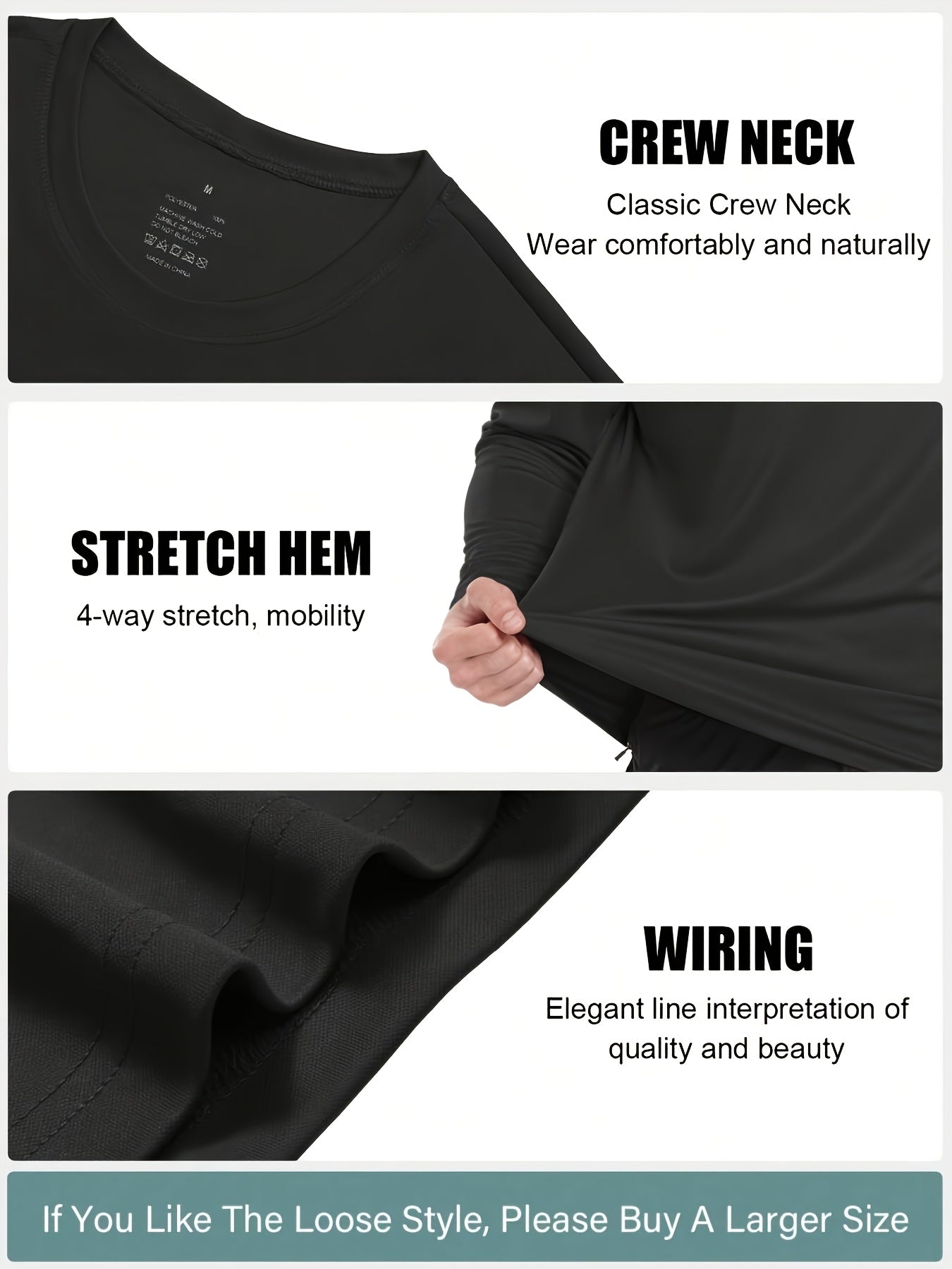 Quick-Dry Long Sleeve Sports T-Shirts for Men 5-Pack – Breathable Moisture-Wicking Athletic Workout Shirts Running Gym Training S-XXL