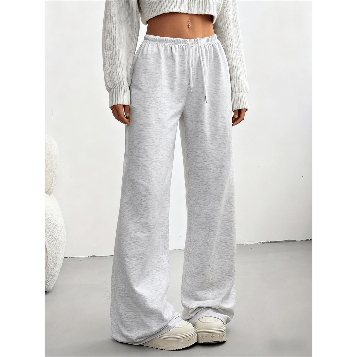 Women's Wide Leg Sweatpants 2-Pack Elastic Waist Loose Casual Joggers with Pockets for Workout Training Loungewear All Season S M L XL XXL Mixed Colors