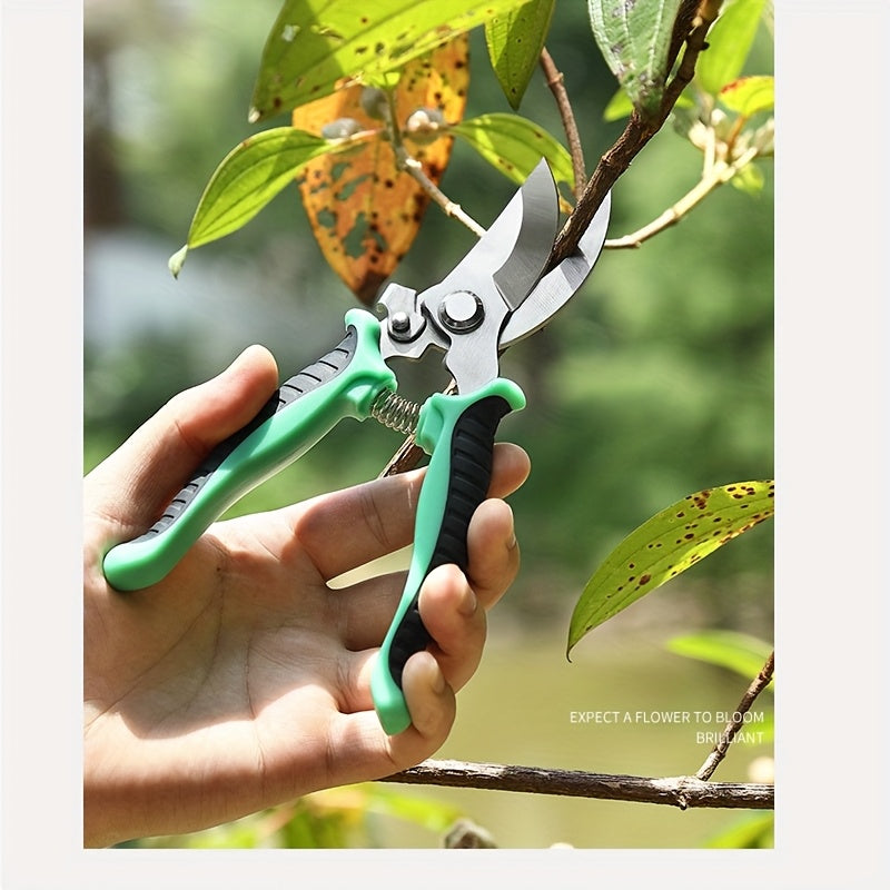 Garden Pruning Shears Set 6-Piece - Stainless Steel Bypass Pruners, Ergonomic Non-Slip Handles, Fruit Picker Branch Cutter Lawn Trimming Tree Care Kit for Men Women