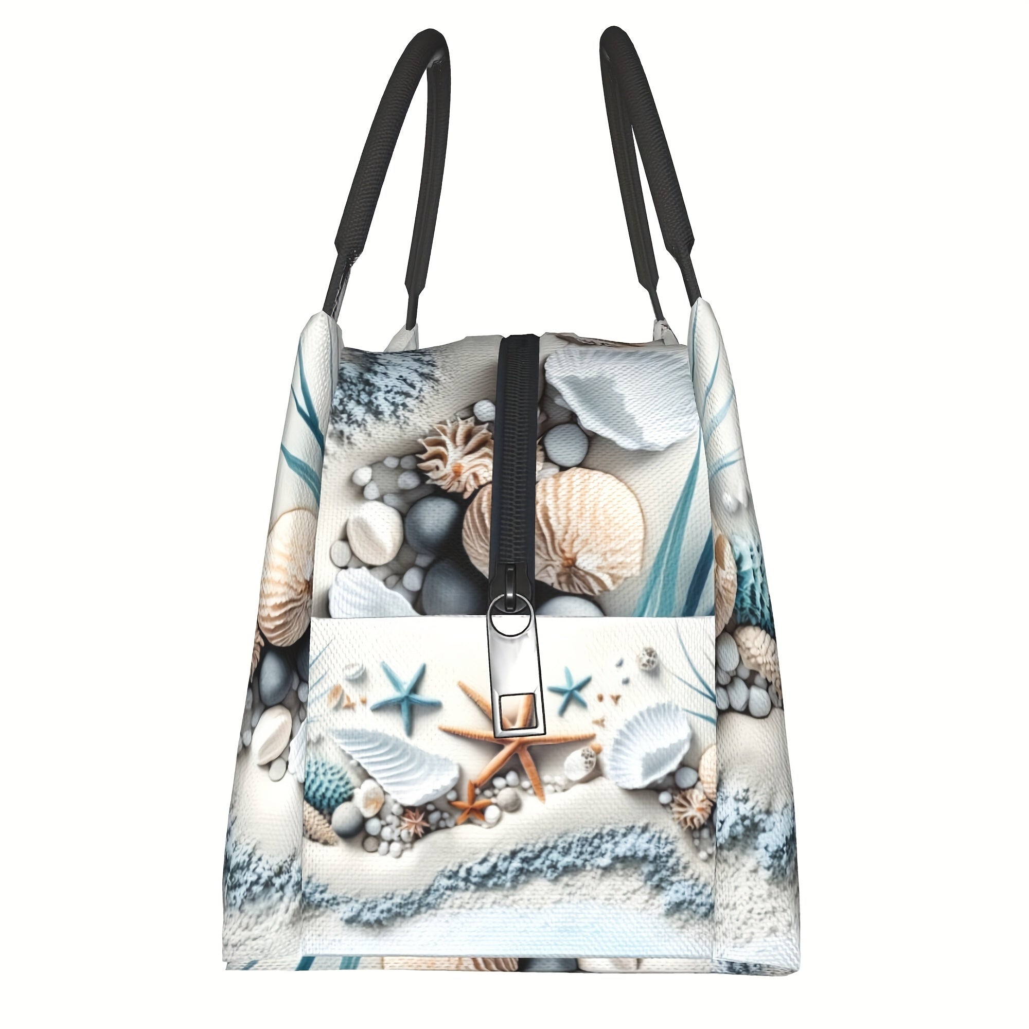 Insulated Cooler Bag Shell Design Lunch Tote – Reusable Polyester Beach Bag for Camping Picnics Outdoor Adventures Food & Drink Cooler 11x6.5x7 Inch