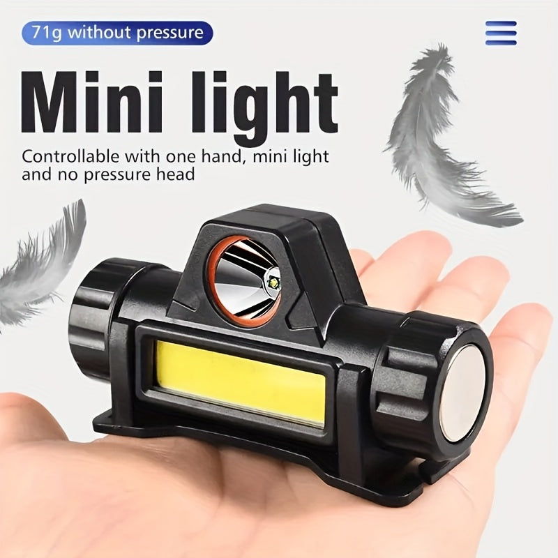 COB LED Headlamp 4-Pack Rechargeable USB 500mAh Magnetic Base Super Bright Long Range Hard Hat Clip Hands-Free for Camping Hiking Fishing Cycling Tactical
