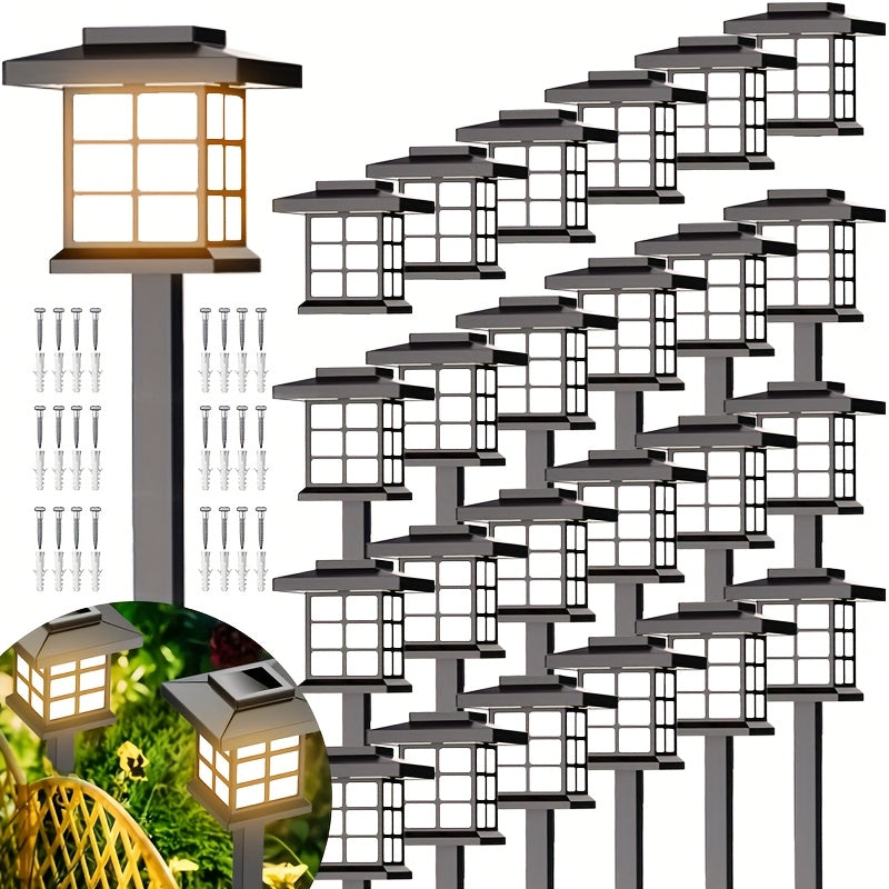 Solar Pathway Lights Outdoor IP55 Waterproof LED 10-Hour Runtime – Garden Driveway Landscape Stake Lights Auto Dusk-to-Dawn – Warm White & Color-Changing – 6 12 24 Pack