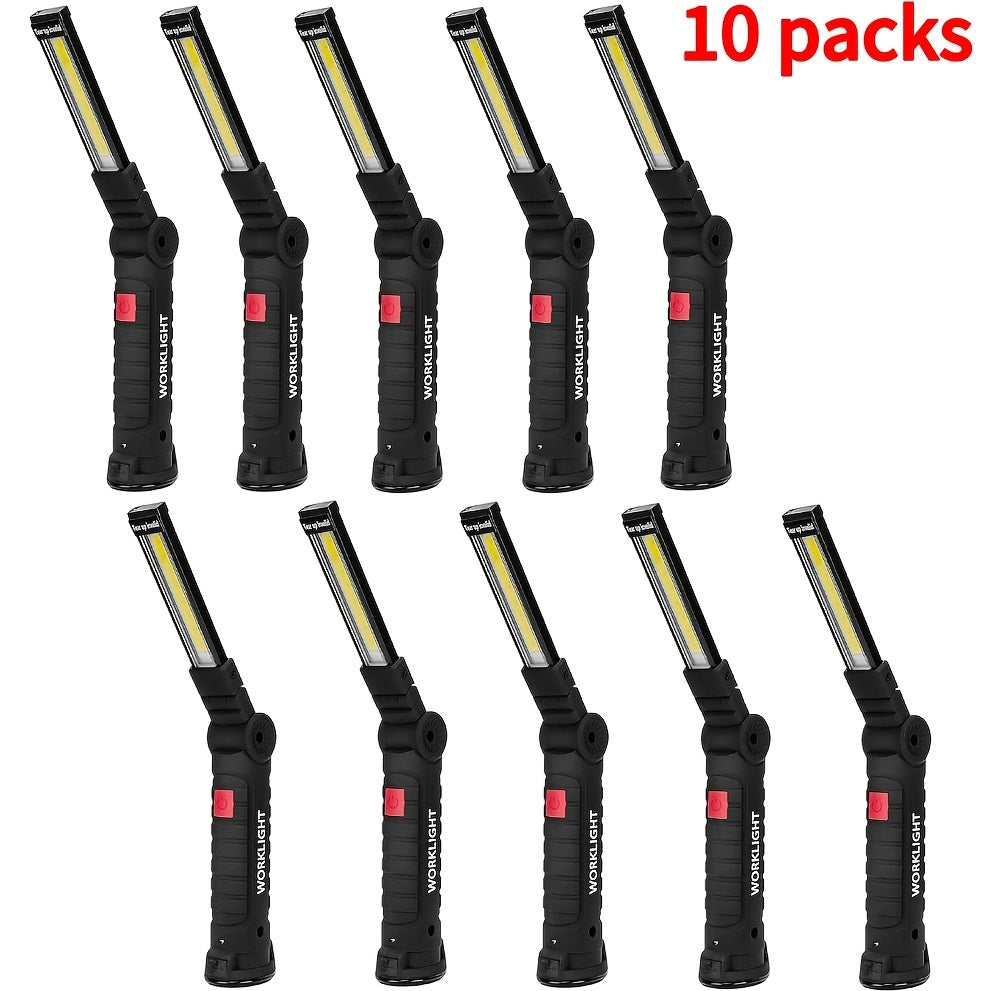 COB LED Rechargeable Work Light 1000 Lumens Portable Hanging Camping Lamp – 5 Brightness Modes 200M Beam Built-In Battery 2-10 Pack