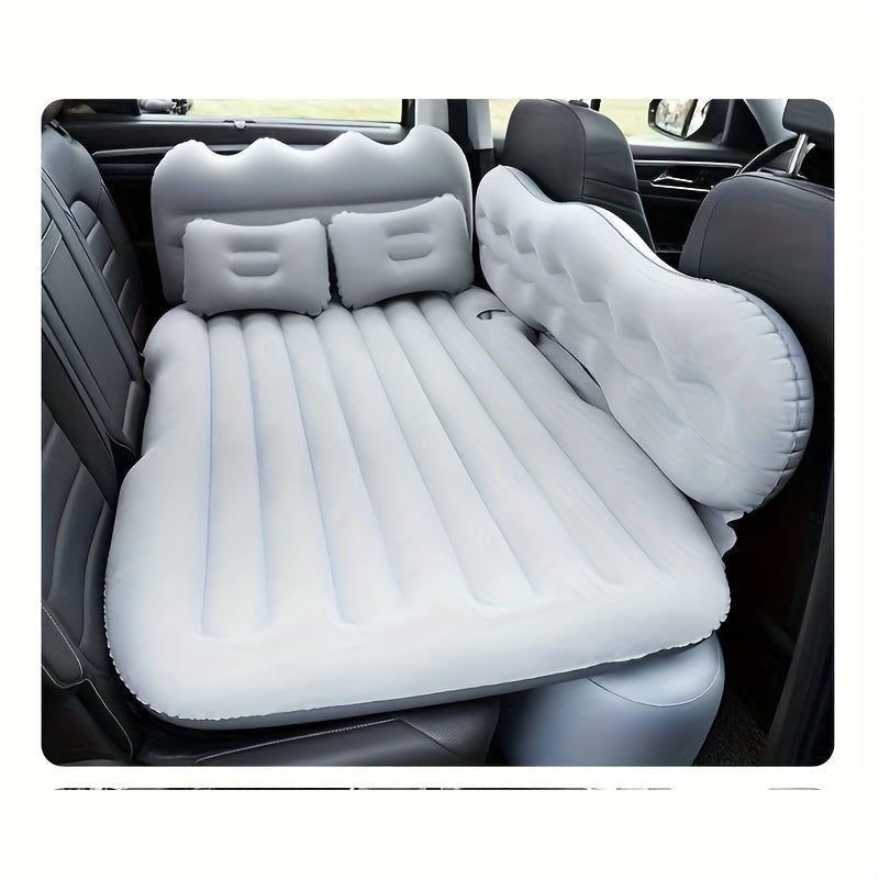 Car Inflatable Bed Air Mattress for SUV Sedan – Portable Foldable Flocked Rear Seat Sleeping Mat for Camping Picnic Road Trip, Includes Air Pump, Black Beige Pink Grey
