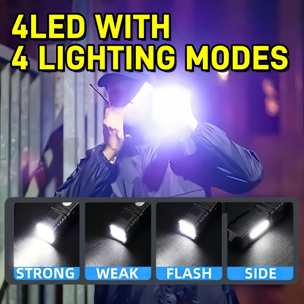 Mini LED Flashlight 3-Pack & 6-Pack Ultra Bright 2000 Lumens – USB-C Rechargeable Handheld Flashlight with COB Light, Back Clip, 4 Modes, 300M Beam for Camping Hiking Hunting Fishing Survival
