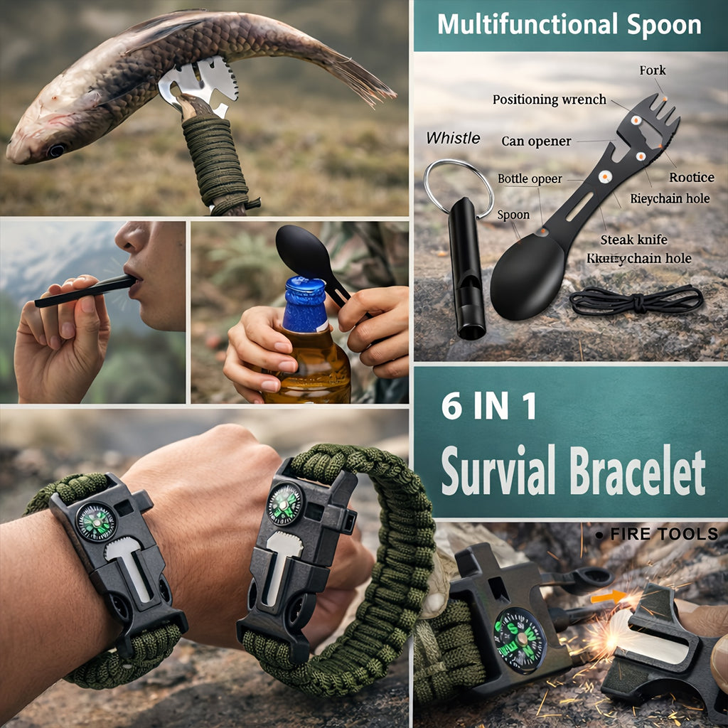 Survival Kit 19-in-1 Outdoor Emergency Gear Set with Carry Box – Camping Accessories Tactical Gear for Camping Hiking Hunting Fishing