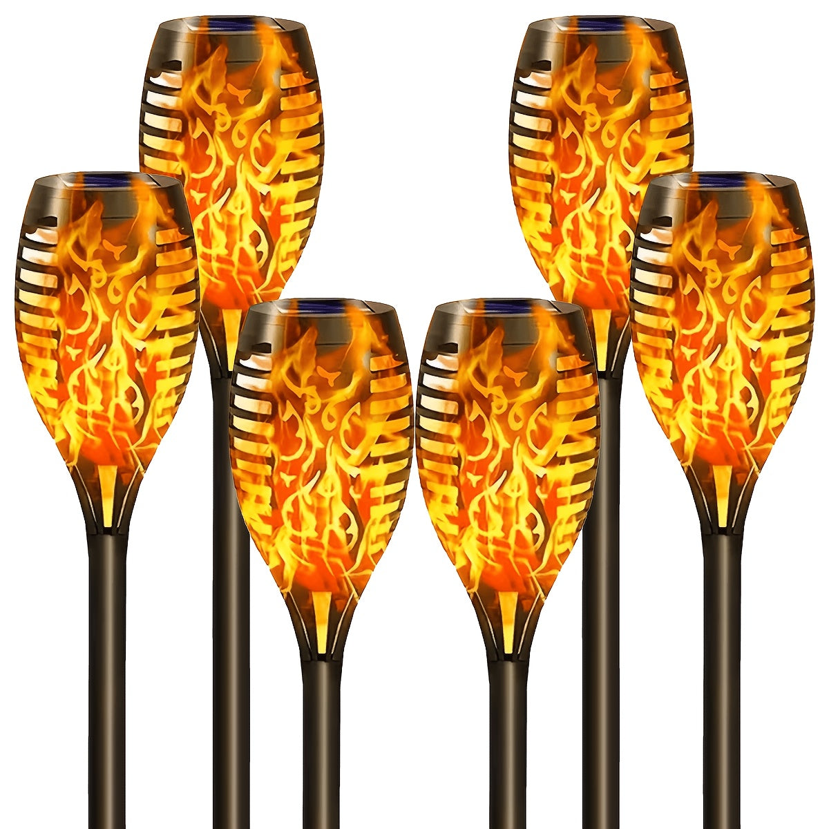 Solar Flame Torch Lights Outdoor - Flickering Flame Effect, IP65 Waterproof, Auto Dusk-to-Dawn, 750mAh Solar Powered Garden Stake Lights for Yard, Lawn, Patio & Pathway - 4/8/12 Pack