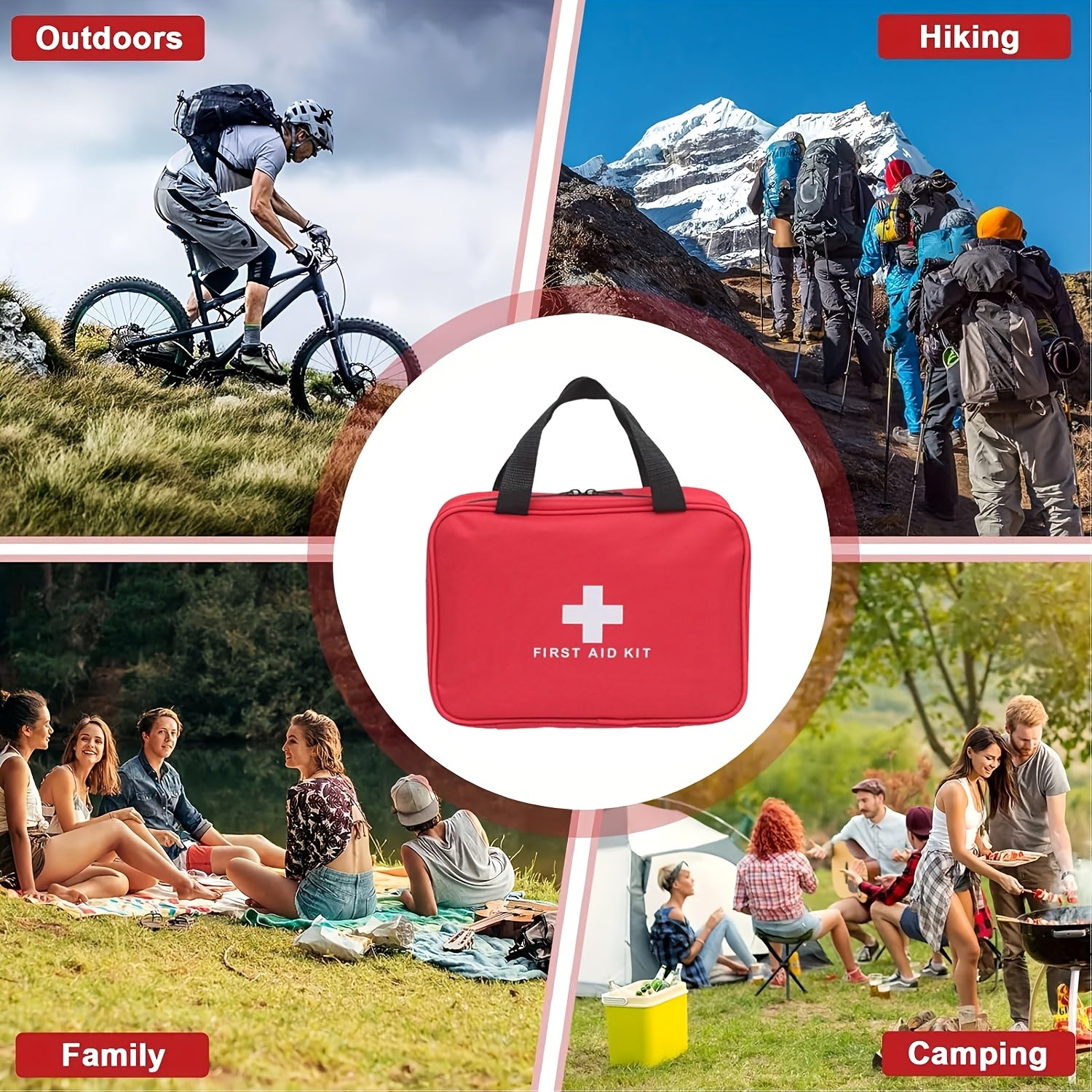 152 Piece First Aid Kit Survival Emergency Kit Camping Hiking Outdoor Portable Reusable with Scissors Pliers Bandages Gauze Tape