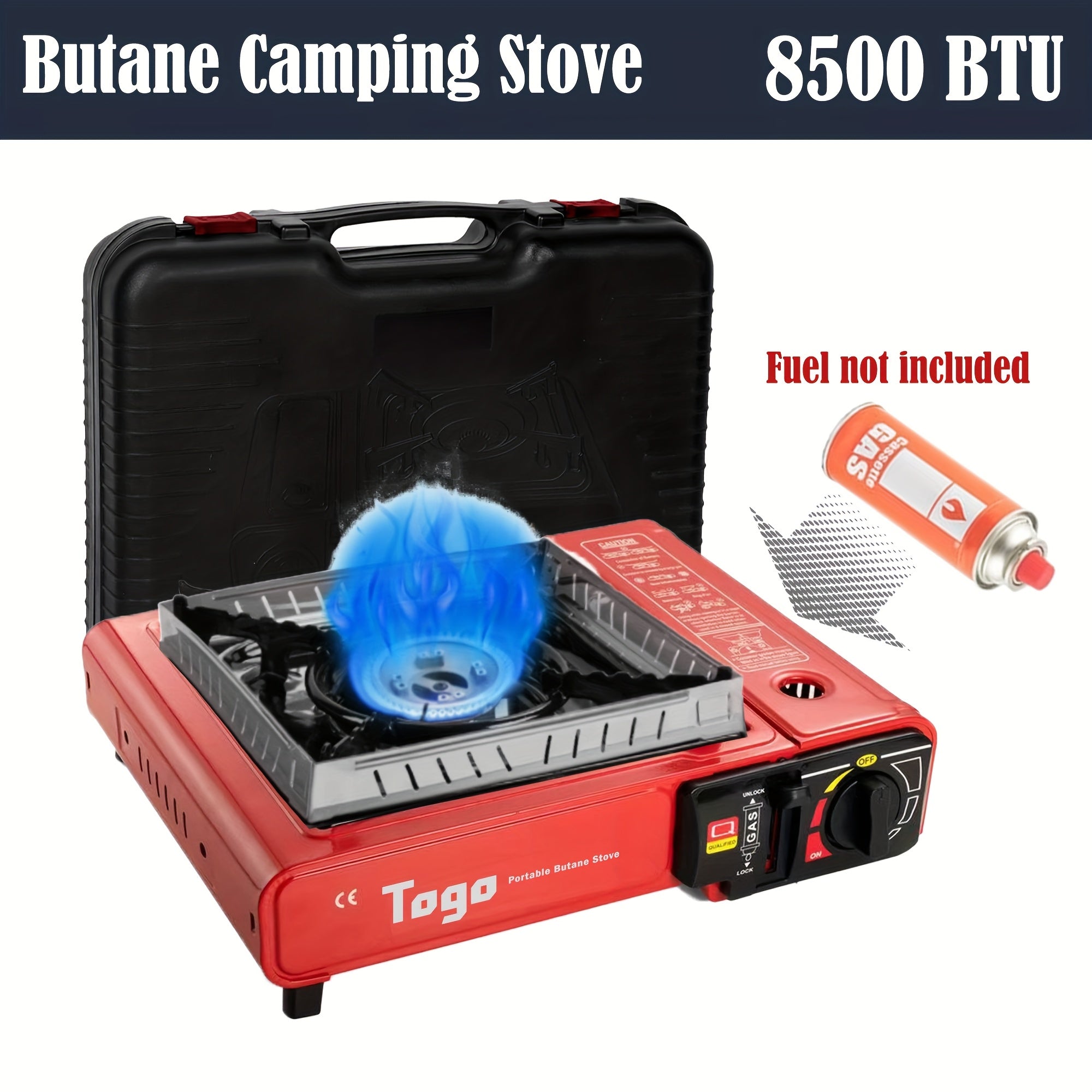 Butane Camping Stove with Carrying Case – Portable Press-Ignition Camp Stove for Outdoor Cooking BBQ RV Backpacking Emergency Preparedness Windproof Dual Fuel Options