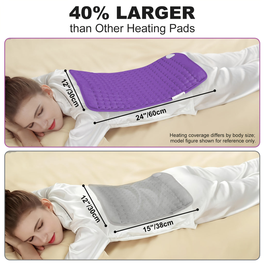 Heating Pad for Back Neck Shoulders 24x12 – Wet & Dry Heat, 6 Levels to 140°F, 4 Timer Settings, Auto Shut-Off, Machine Washable | Soft Flannel Pad for Abdomen, Knee & Leg Pain Relief, Christmas Gift