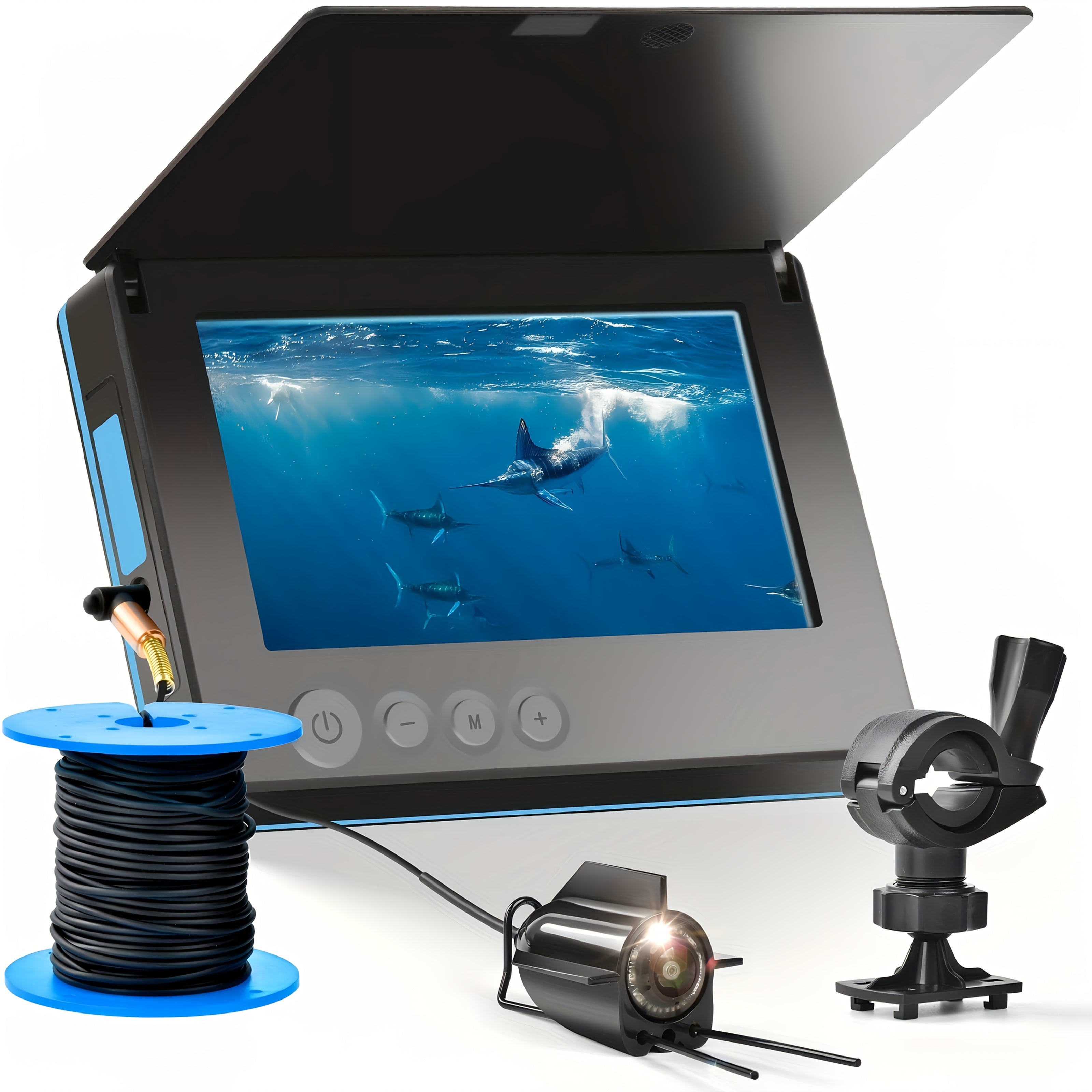 Underwater Fishing Camera Fish Finder HD 4.3 Inch Screen 140° Wide Angle Lens Fish Attracting Light Underwater Camera for Ice Fishing Lake River