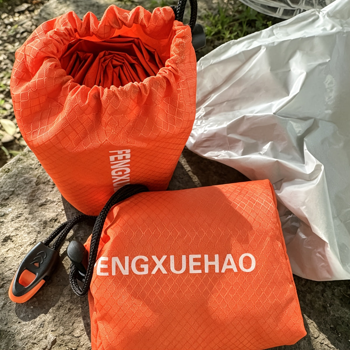 Emergency Sleeping Bag 4-Piece Survival Kit - 2 Mylar Thermal Sleeping Bags + 2 Whistles Lightweight Portable Shelter for Camping, Hiking, Backpacking & Emergency Preparedness