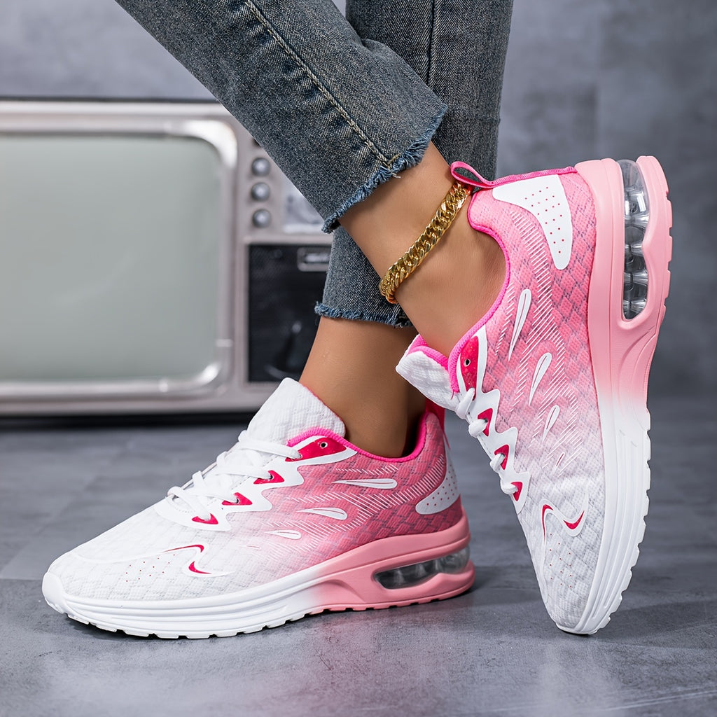 Women's Air Cushion Running Shoes Lightweight Breathable Sneakers – Non-Slip Mesh Tennis Shoes for Women Gym Workout Walking, Arch Support, Sizes 35-43, Pink Purple Black