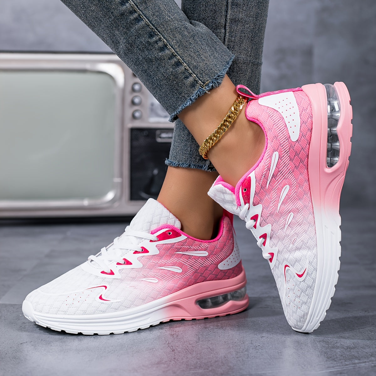 Women's Air Cushion Running Shoes Lightweight Breathable Sneakers – Non-Slip Mesh Tennis Shoes for Women Gym Workout Walking, Arch Support, Sizes 35-43, Pink Purple Black