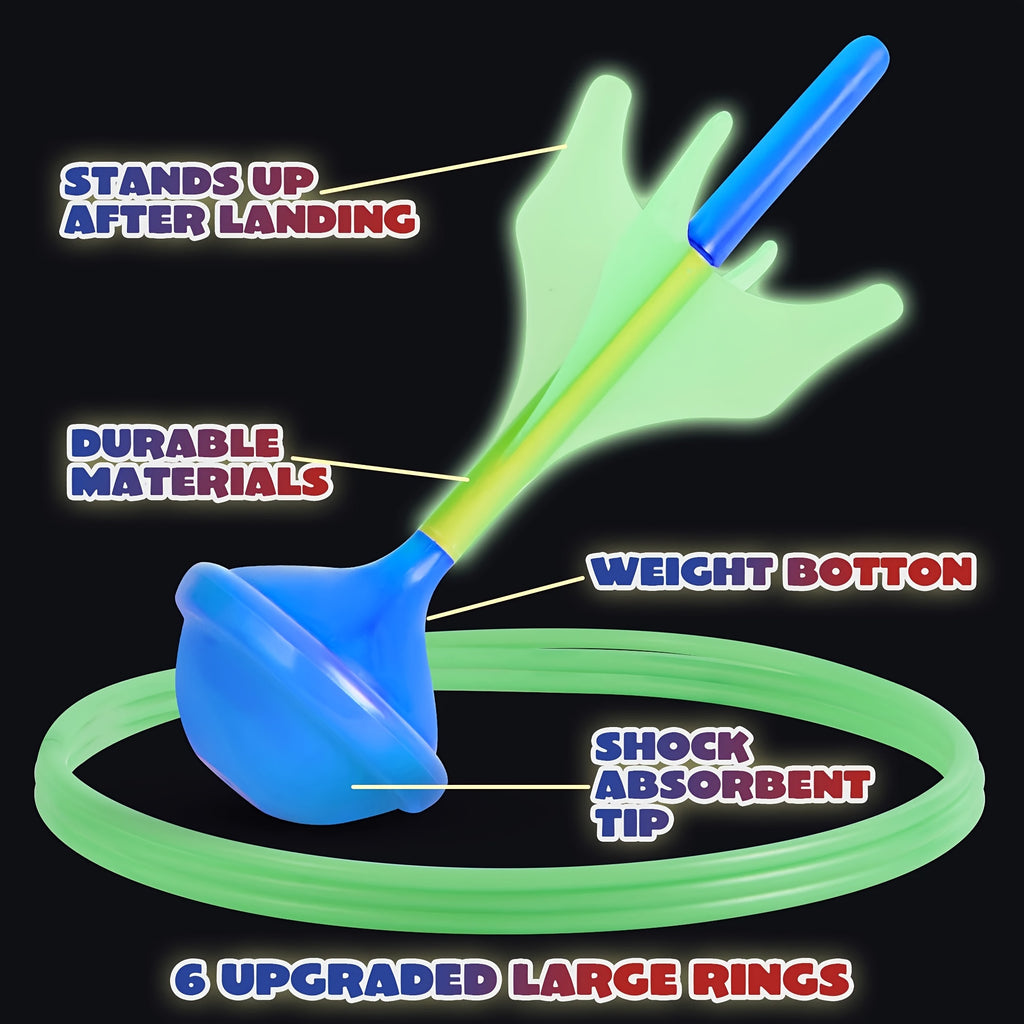 Lawn Darts Game Set 6 Piece Glow in the Dark Outdoor Yard Games for Kids Adults Family Soft Tip Safe Backyard Toss Game